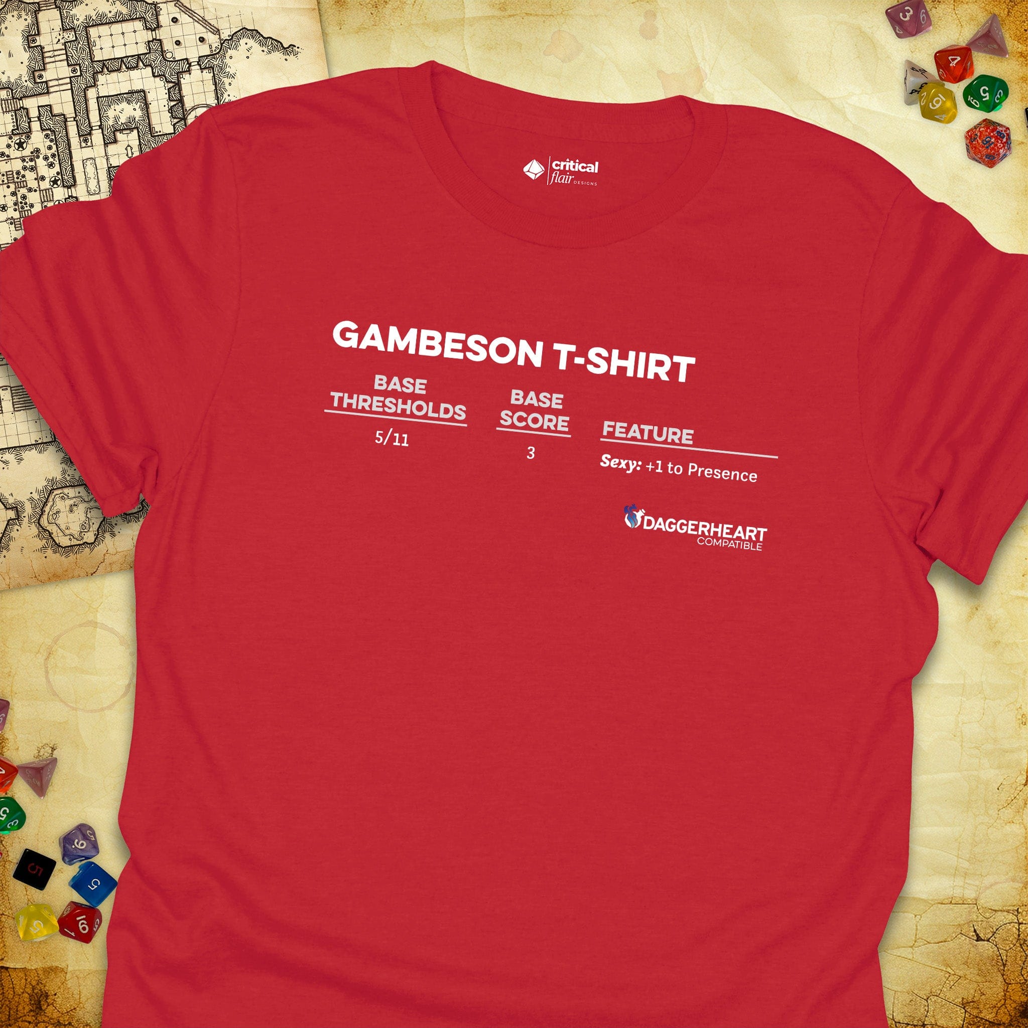Critical Flair Gambeson T-Shirt Daggerheart T-Shirt Dark Heather / S - Dungeons and Dragons and tabletop RPG gaming apparel