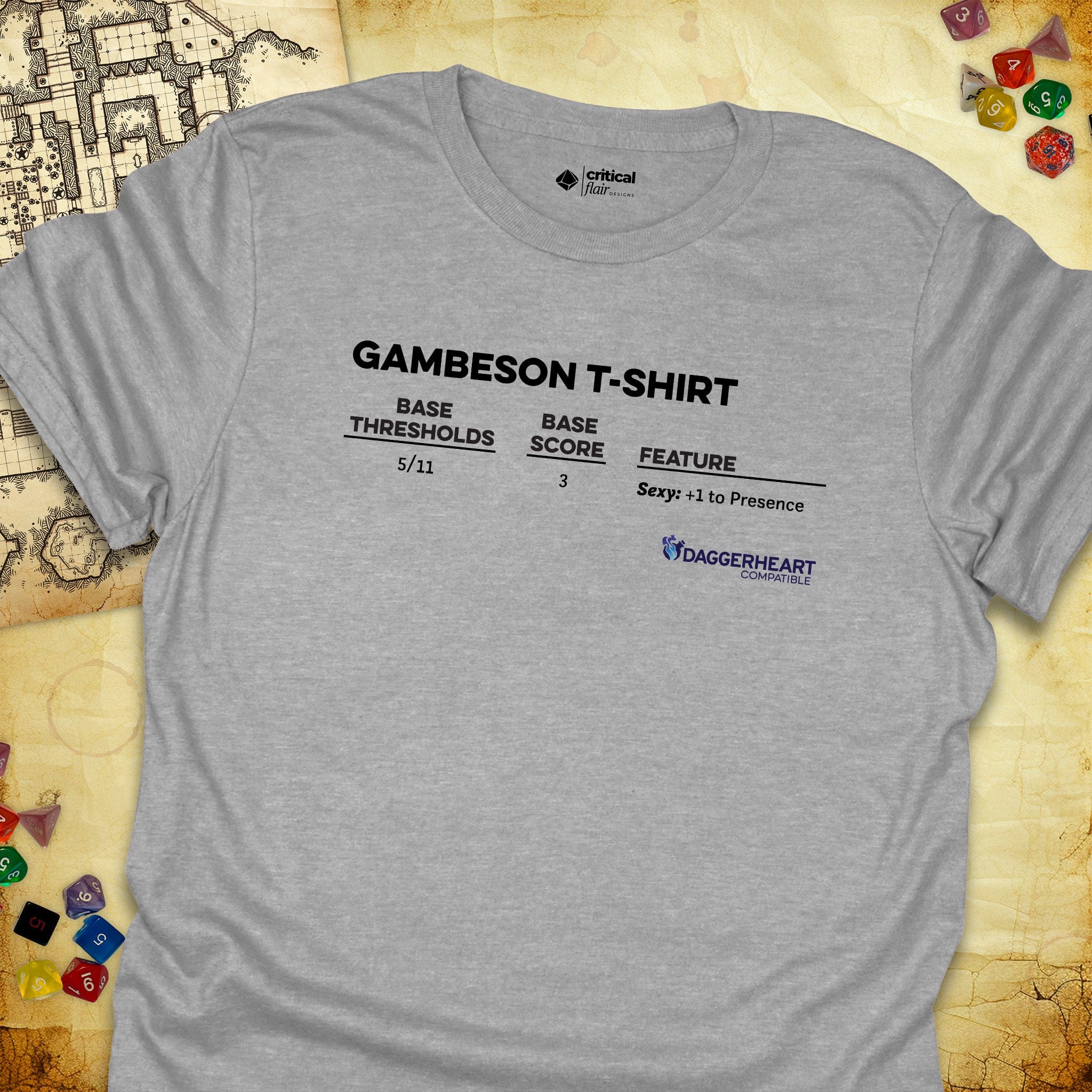 Critical Flair Gambeson T-Shirt Daggerheart T-Shirt Sport Grey / S - Dungeons and Dragons and tabletop RPG gaming apparel