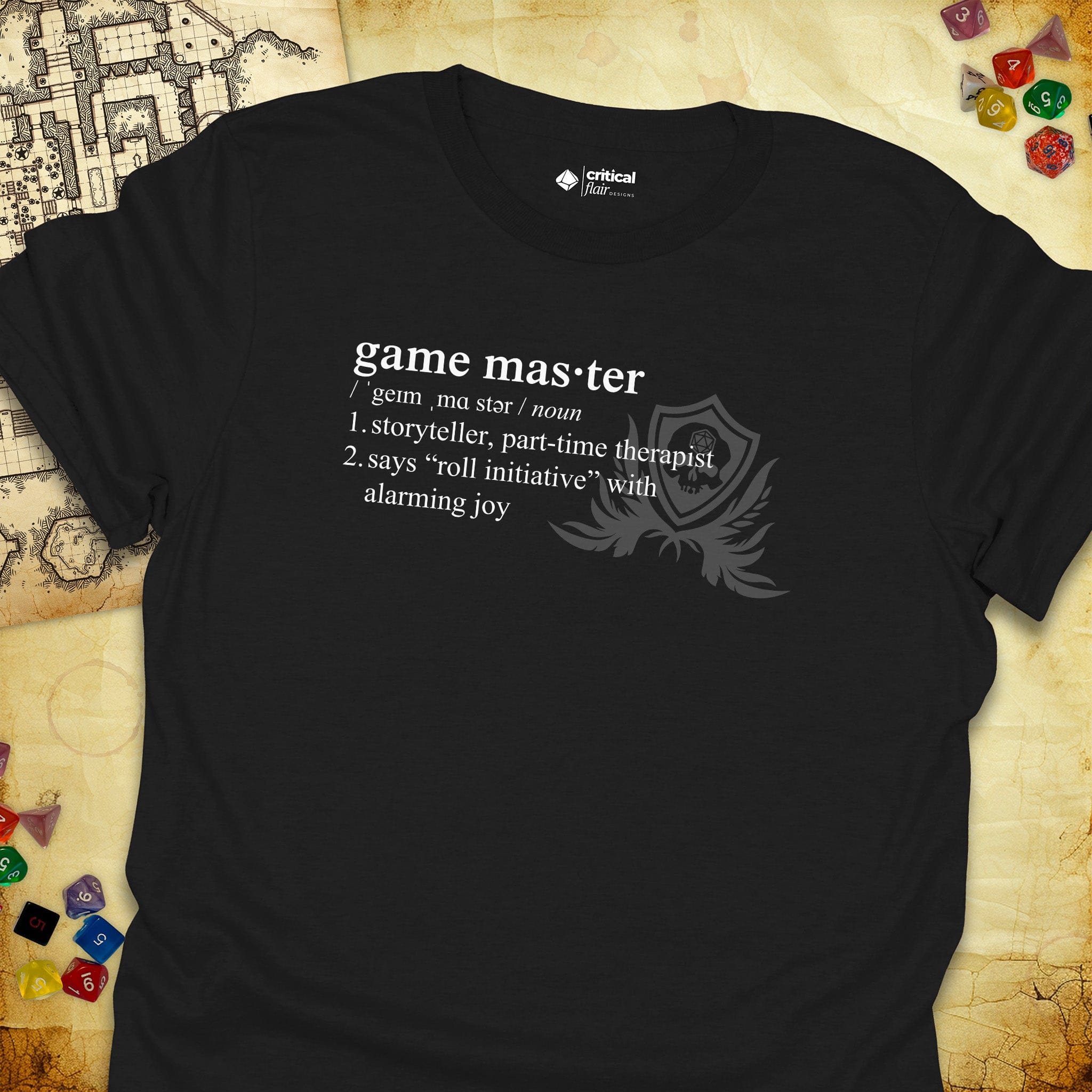 Critical Flair Game Master Definition T-Shirt Black / S - Dungeons and Dragons and tabletop RPG gaming apparel