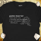 Critical Flair Game Master Definition T-Shirt Black / S - Dungeons and Dragons and tabletop RPG gaming apparel