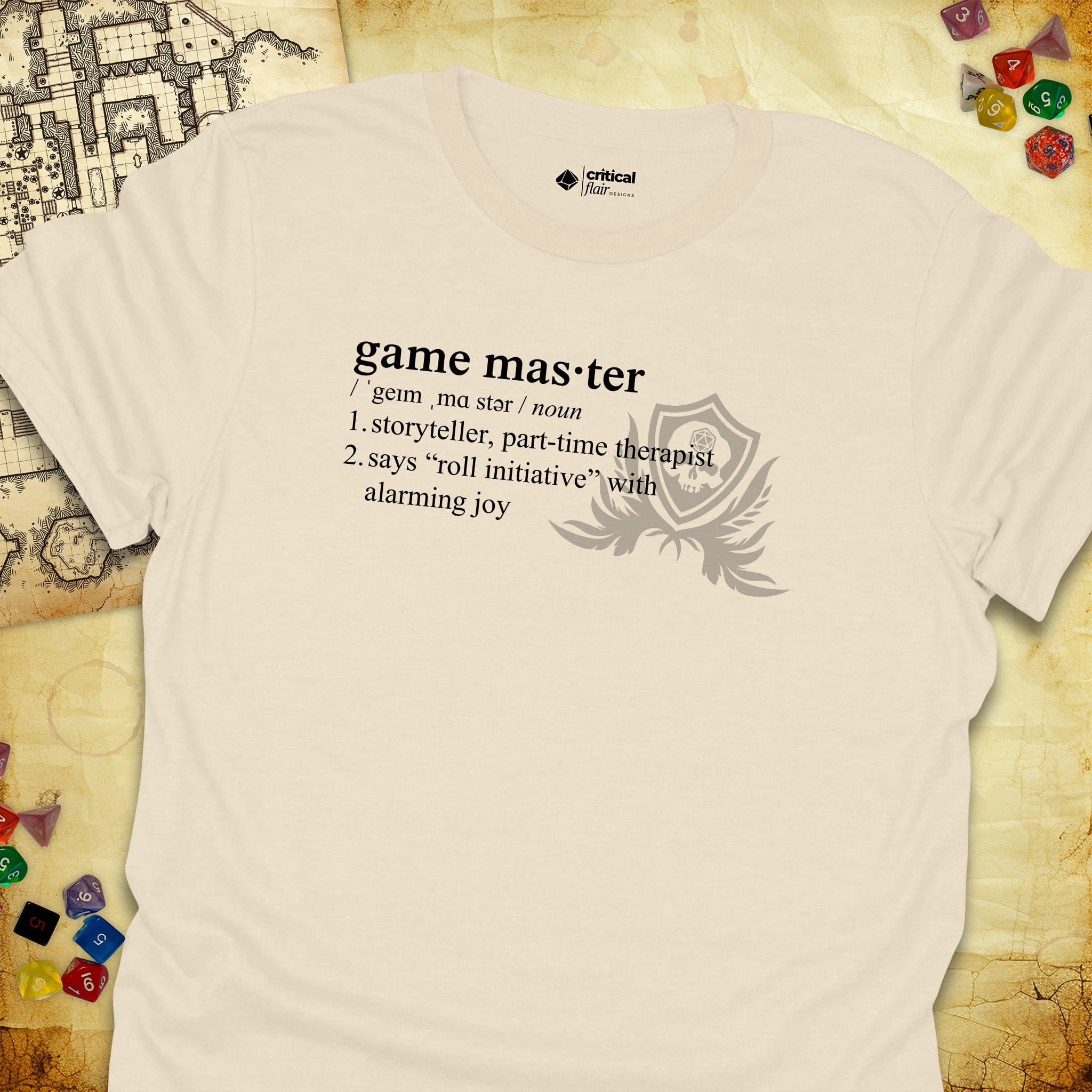 Critical Flair Game Master Definition T-Shirt Natural / S - Dungeons and Dragons and tabletop RPG gaming apparel