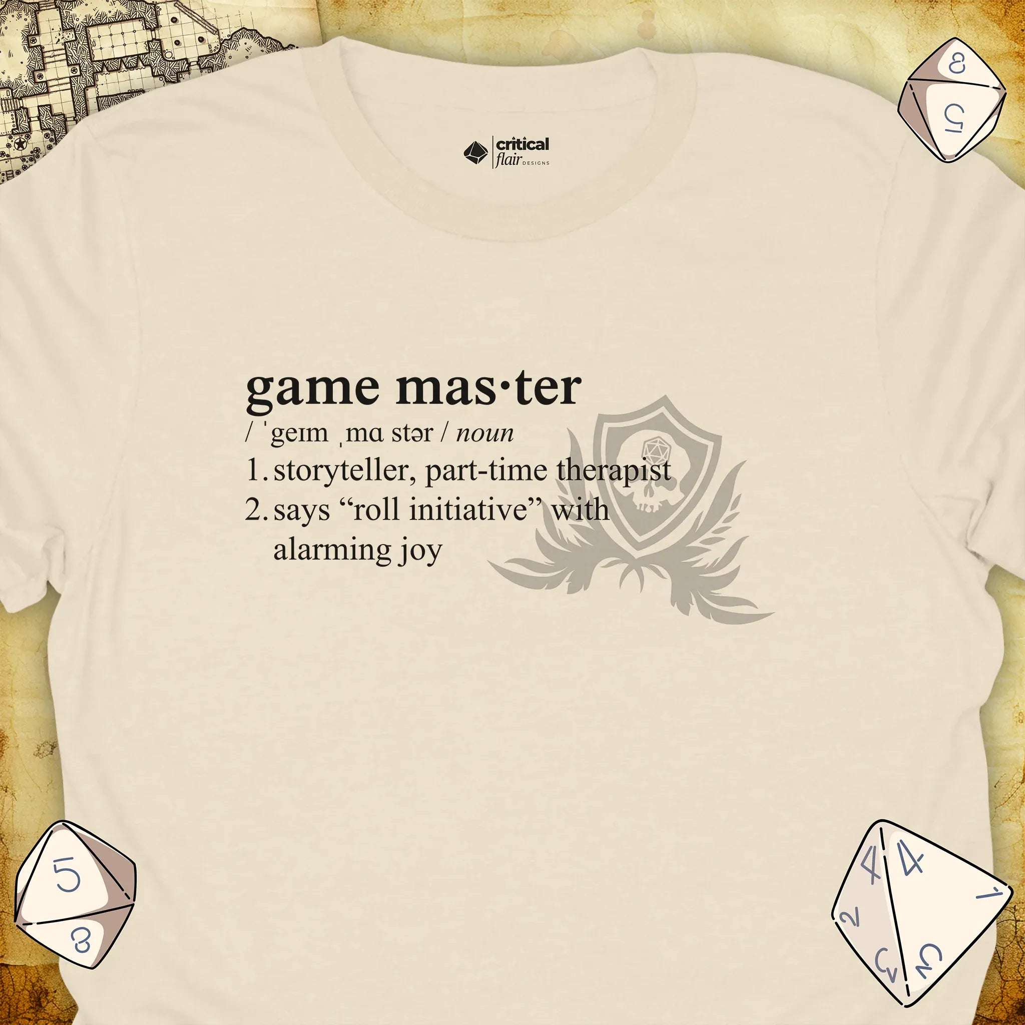 Critical Flair Game Master Definition T-Shirt Natural / S - Dungeons and Dragons and tabletop RPG gaming apparel