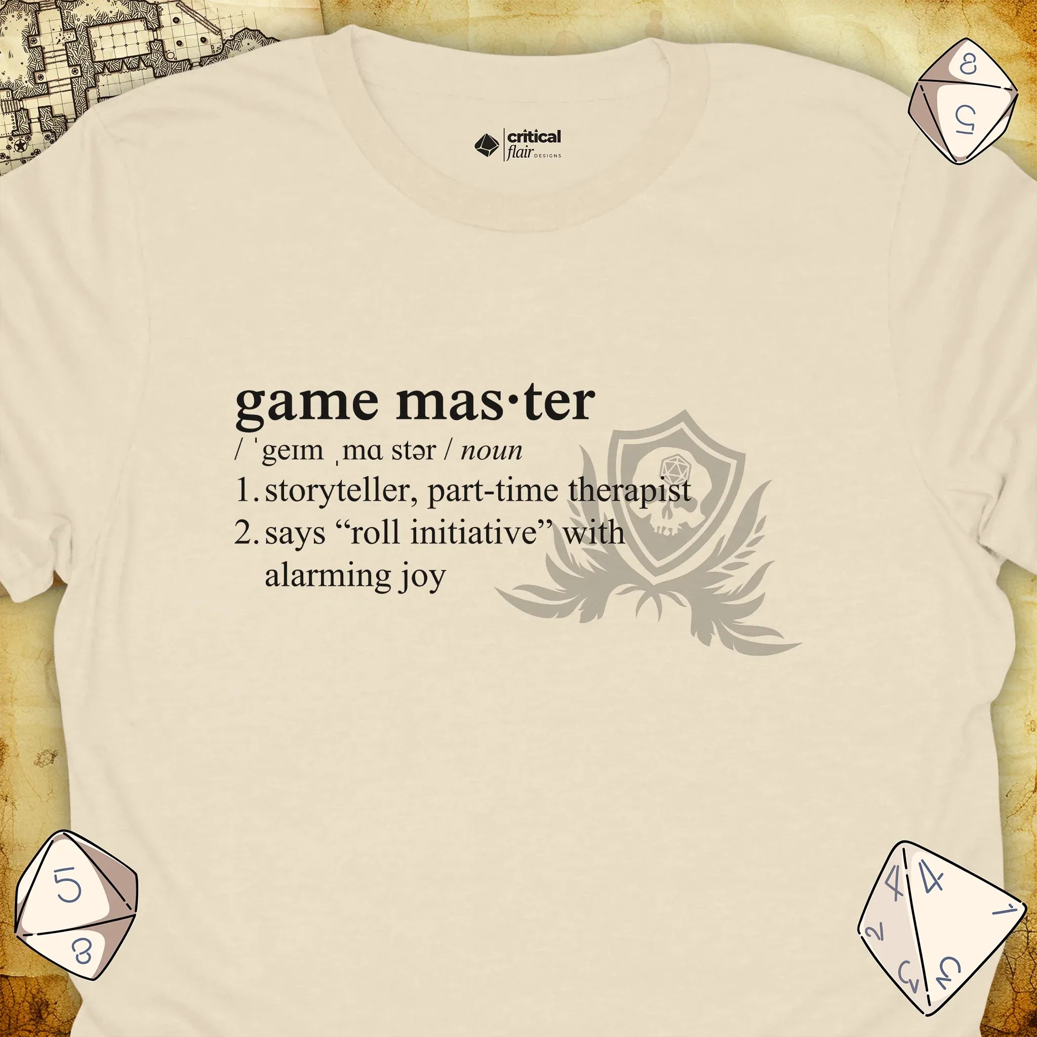 Critical Flair Game Master Definition T-Shirt Natural / S - Dungeons and Dragons and tabletop RPG gaming apparel