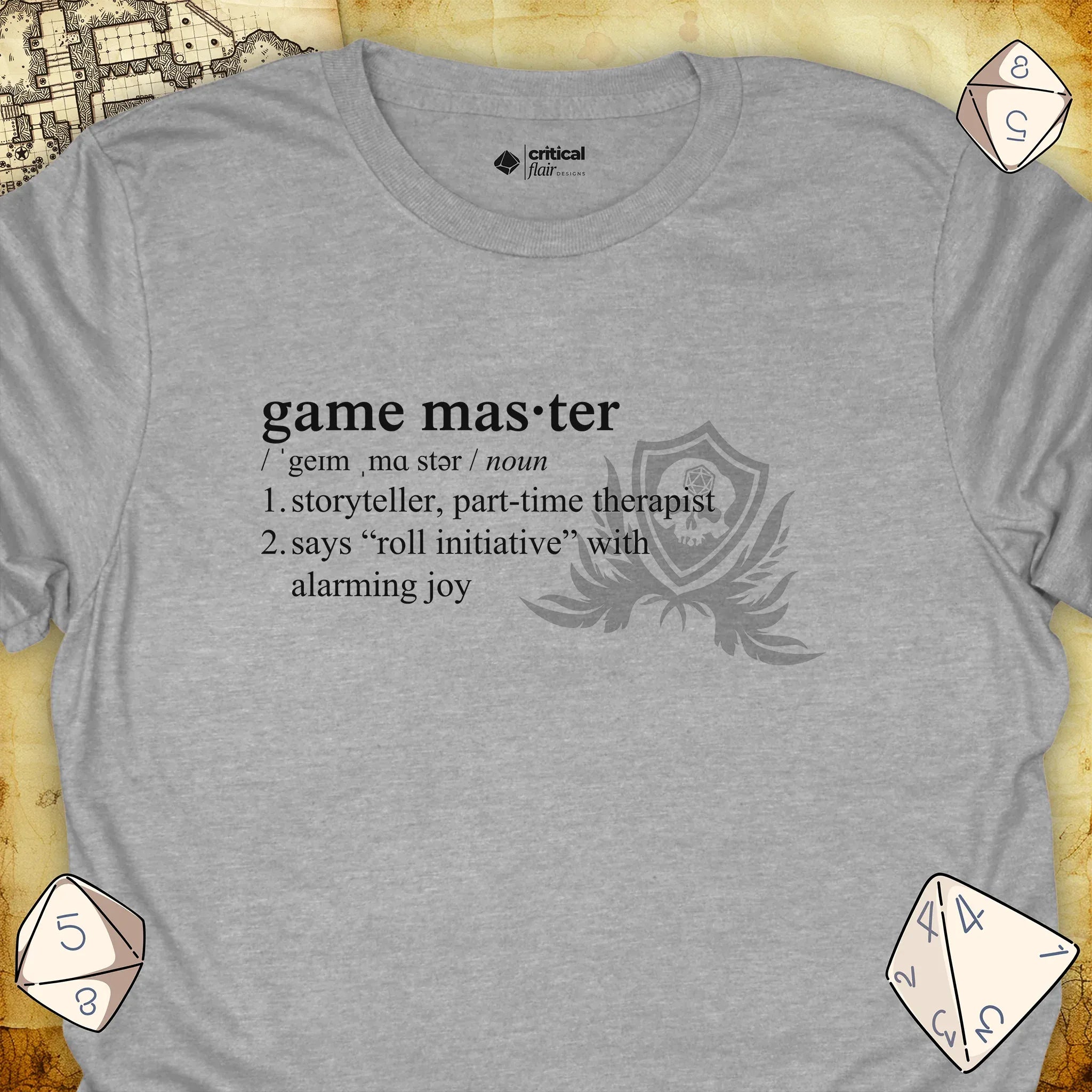 Critical Flair Game Master Definition T-Shirt Sport Grey / S - Dungeons and Dragons and tabletop RPG gaming apparel