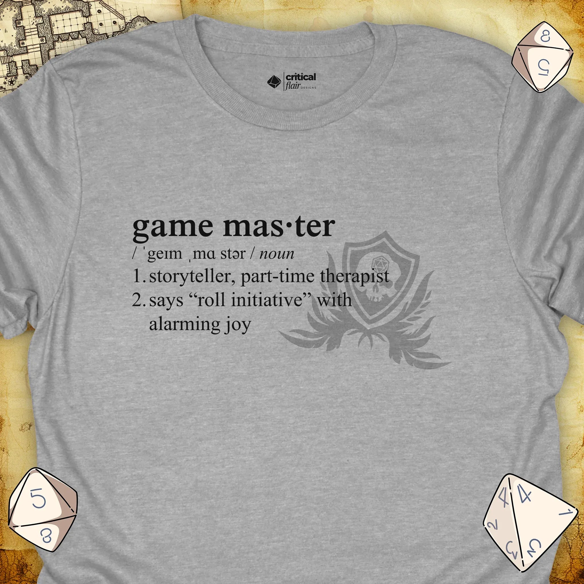 Critical Flair Game Master Definition T-Shirt Sport Grey / S - Dungeons and Dragons and tabletop RPG gaming apparel