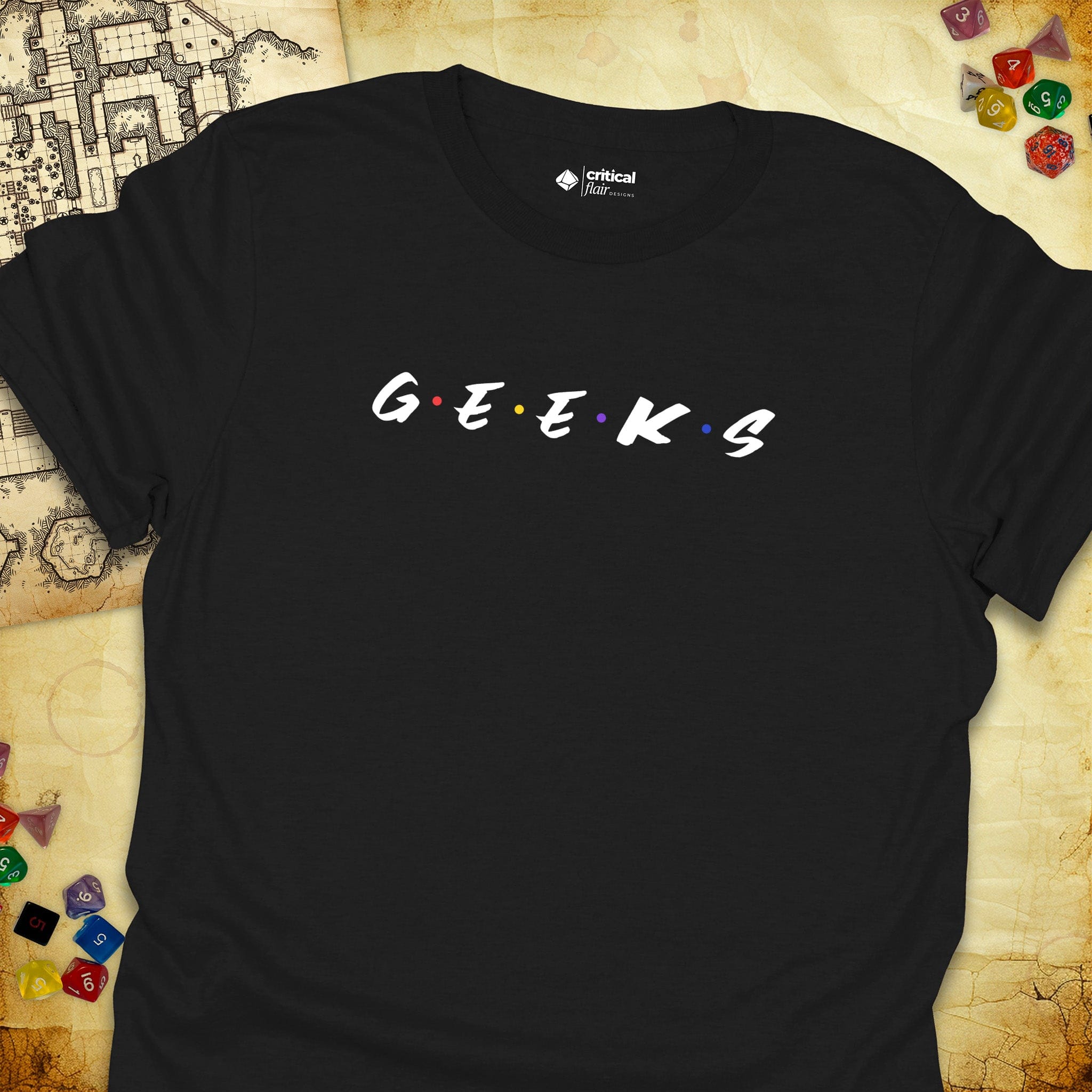 Critical Flair Geeks T-Shirt Black / S - Dungeons and Dragons and tabletop RPG gaming apparel