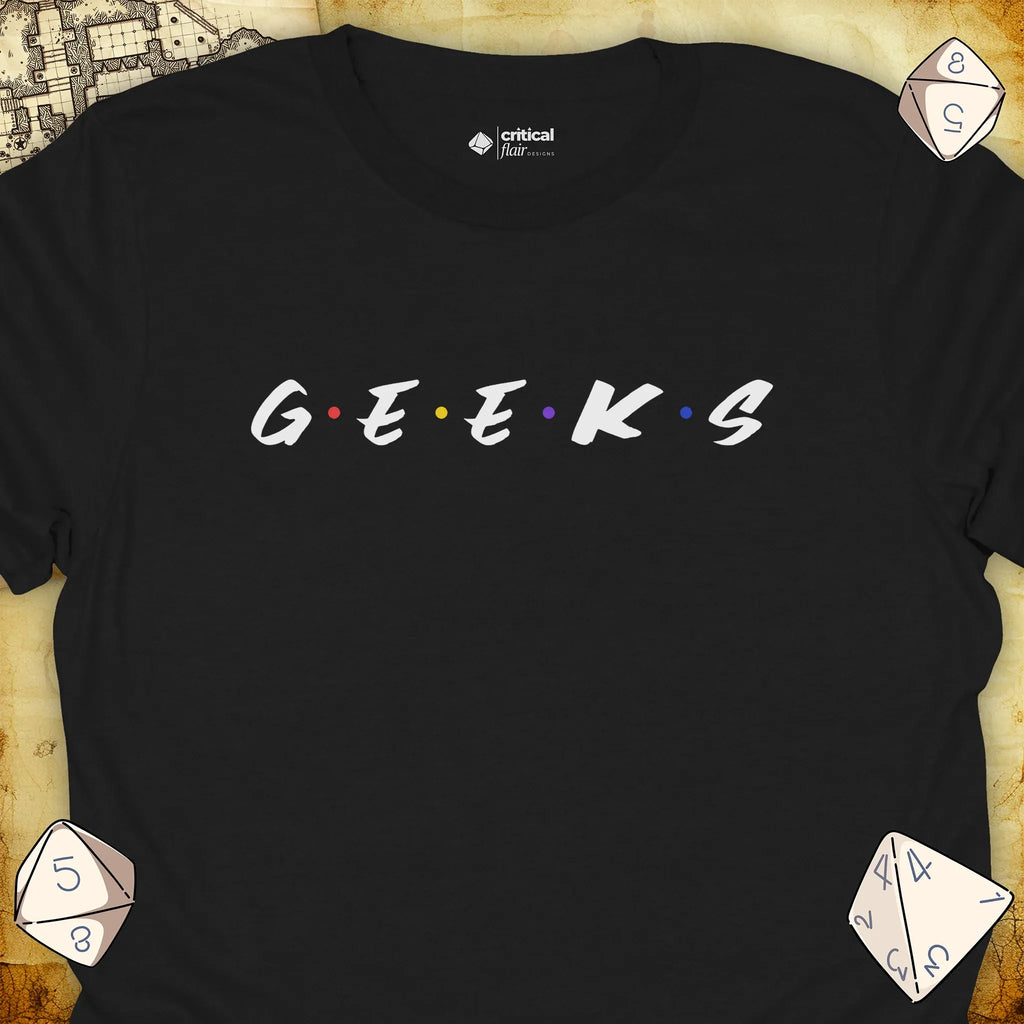 Critical Flair Geeks T-Shirt Black / S - Dungeons and Dragons and tabletop RPG gaming apparel