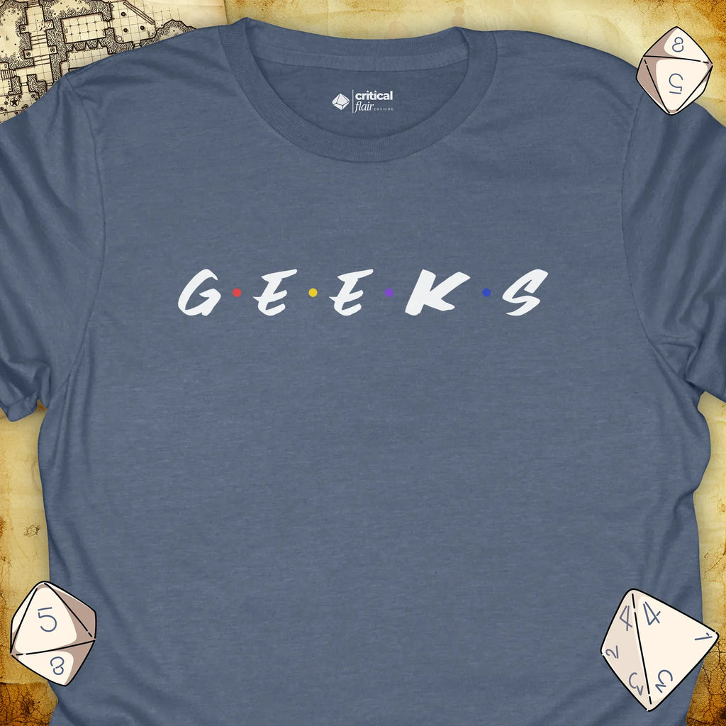 Critical Flair Geeks T-Shirt Heather Indigo / S - Dungeons and Dragons and tabletop RPG gaming apparel