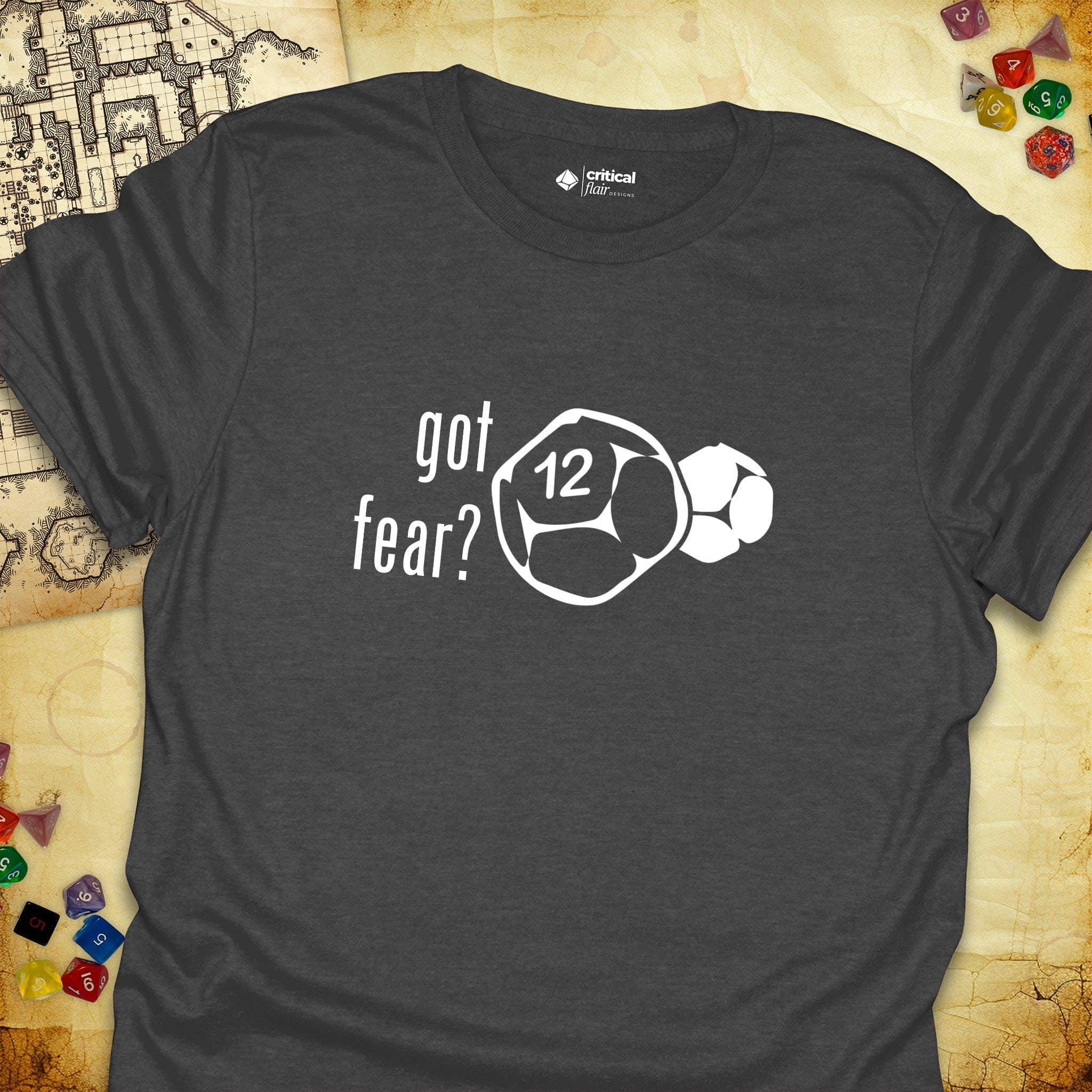Critical Flair got fear? Daggerheart T-Shirt Dark Heather / S - Dungeons and Dragons and tabletop RPG gaming apparel