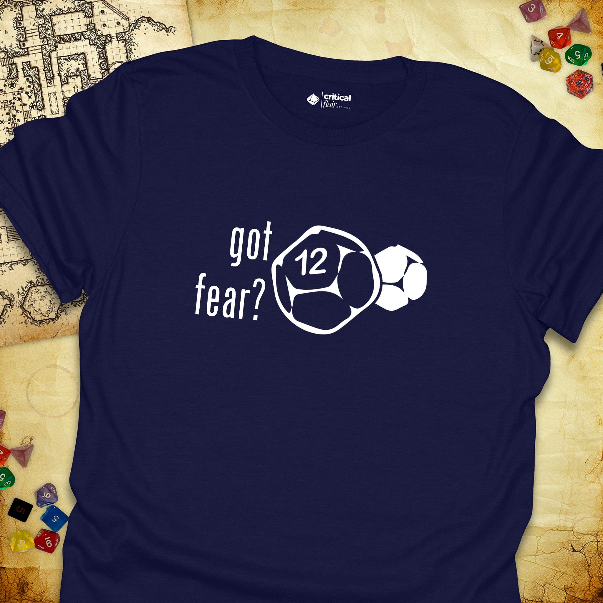 Critical Flair got fear? Daggerheart T-Shirt Navy / S - Dungeons and Dragons and tabletop RPG gaming apparel