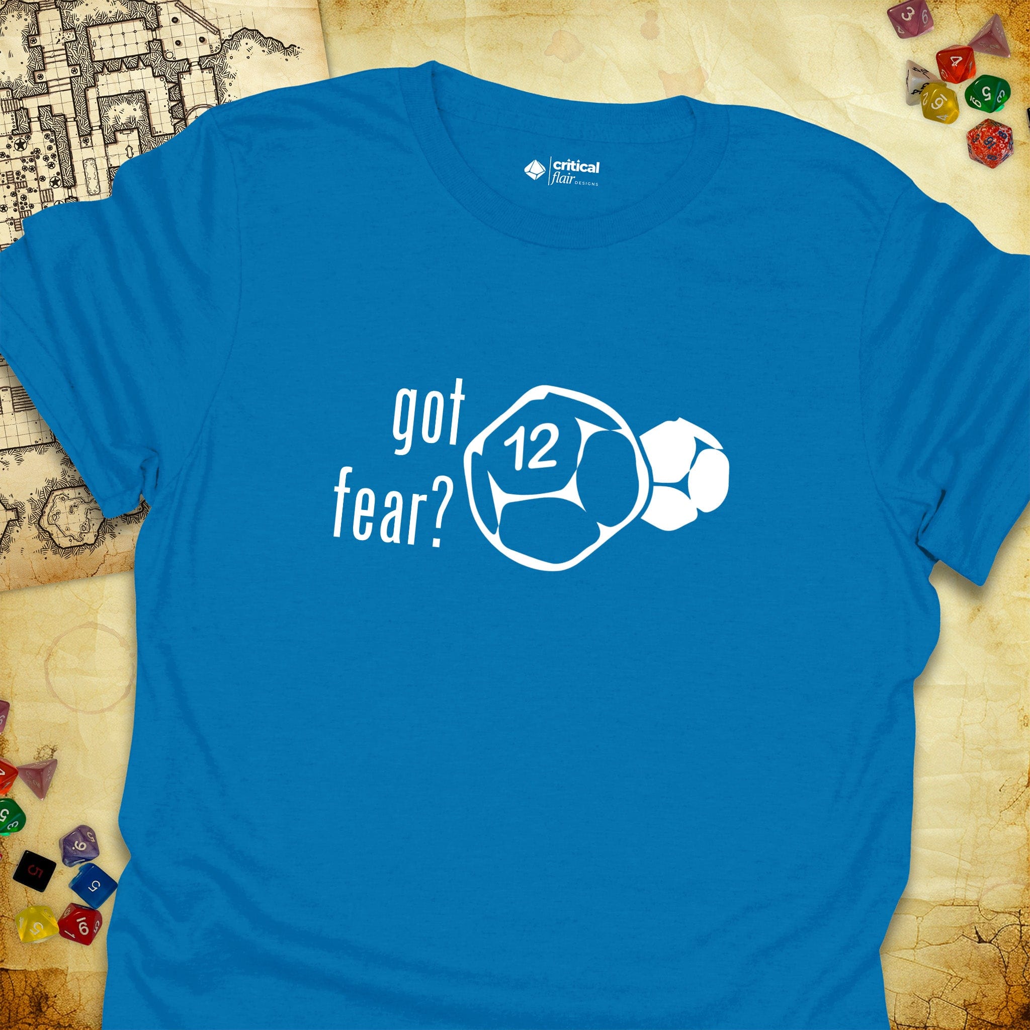 Critical Flair got fear? Daggerheart T-Shirt Sapphire / S - Dungeons and Dragons and tabletop RPG gaming apparel