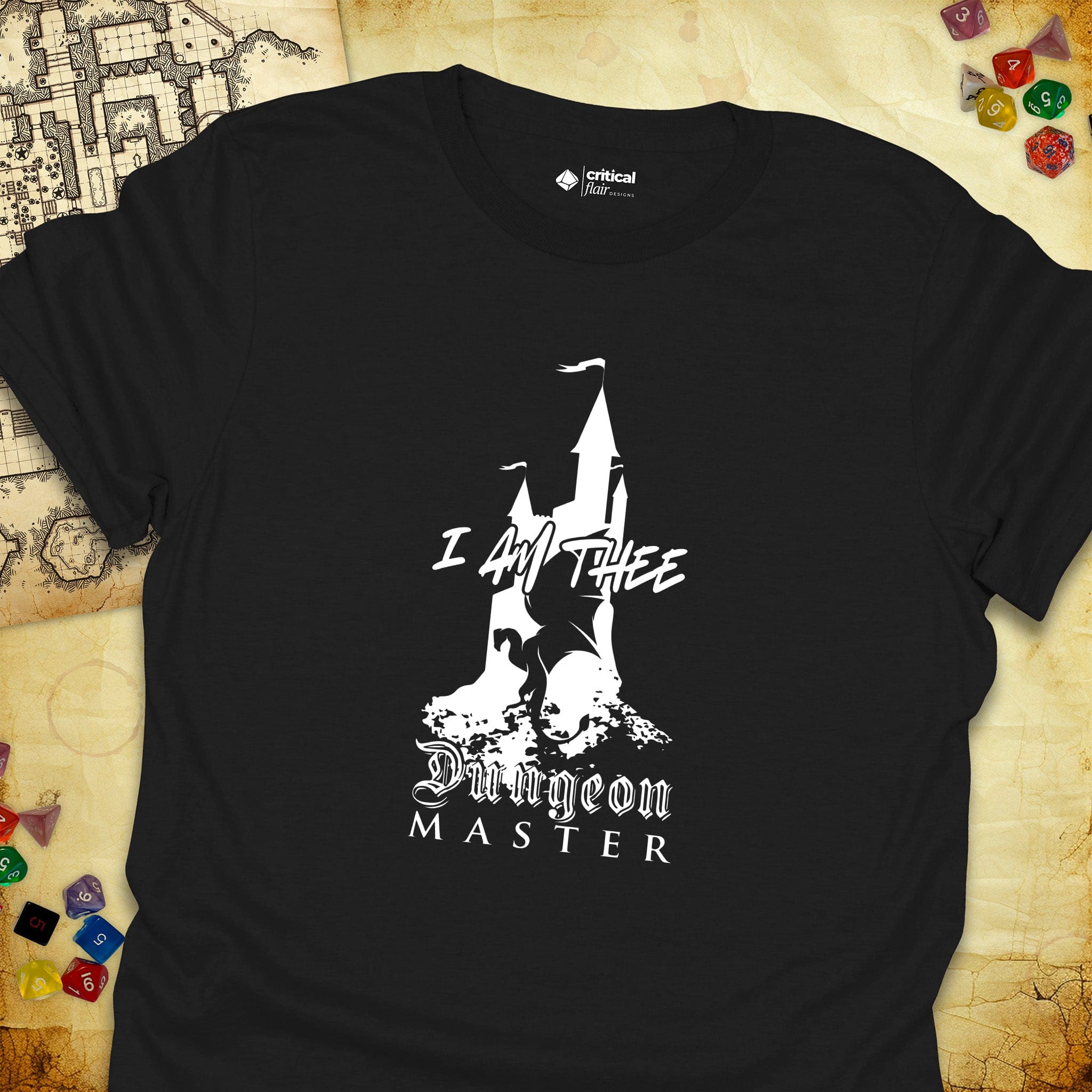 Critical Flair I Am Thee DM - Castle T-Shirt Black / S - Dungeons and Dragons and tabletop RPG gaming apparel
