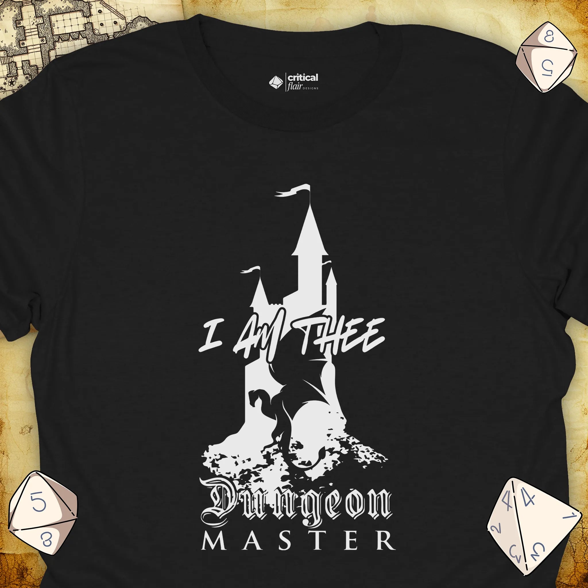 Critical Flair I Am Thee DM - Castle T-Shirt Black / S - Dungeons and Dragons and tabletop RPG gaming apparel