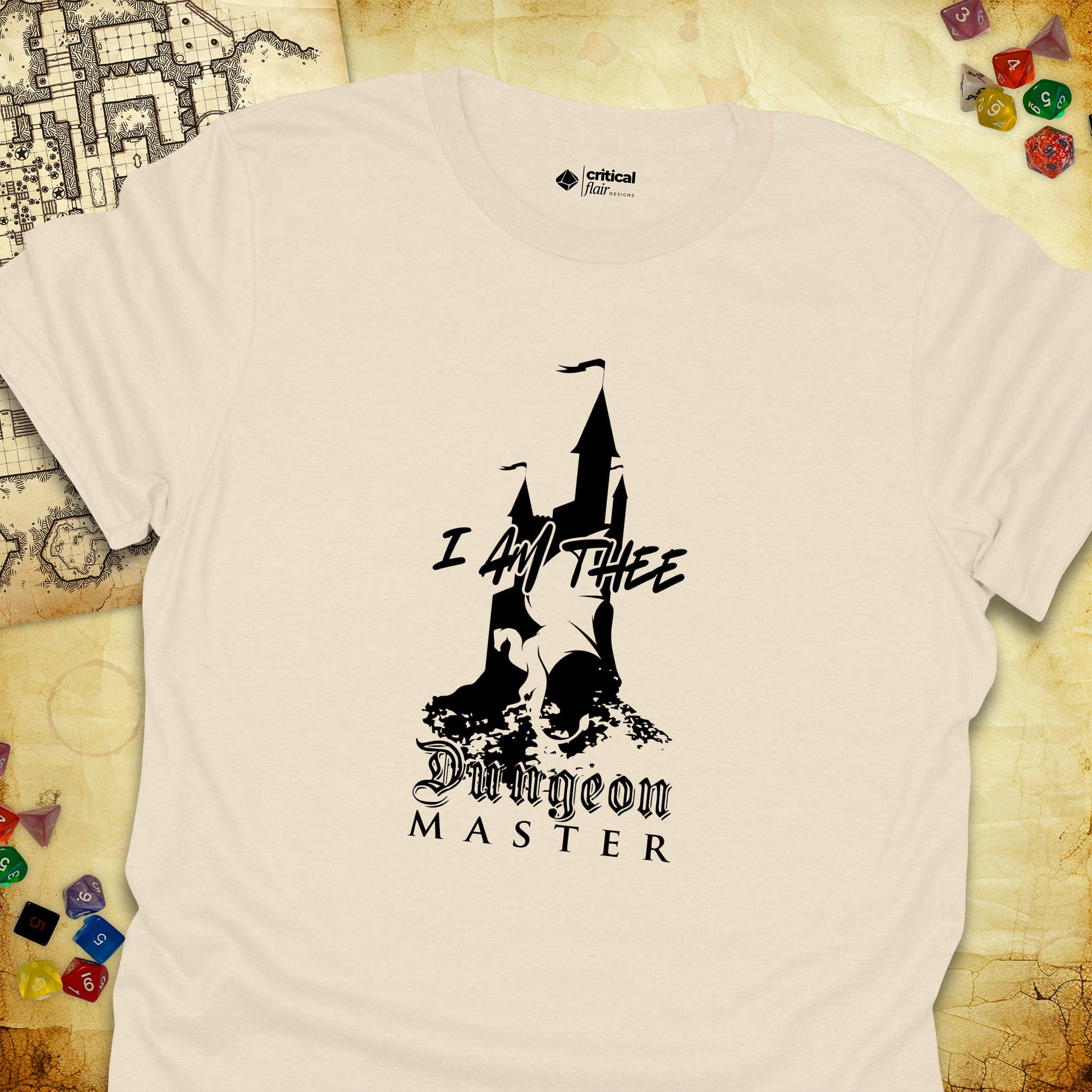 Critical Flair I Am Thee DM - Castle T-Shirt Natural / S - Dungeons and Dragons and tabletop RPG gaming apparel