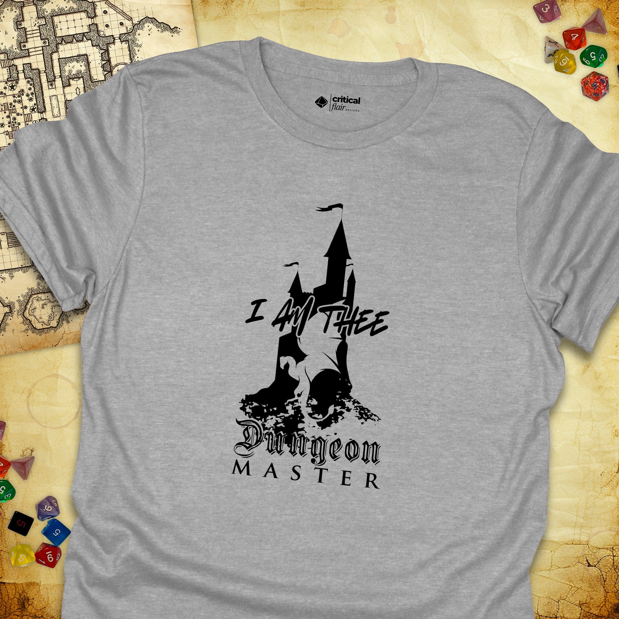 Critical Flair I Am Thee DM - Castle T-Shirt Sport Grey / S - Dungeons and Dragons and tabletop RPG gaming apparel