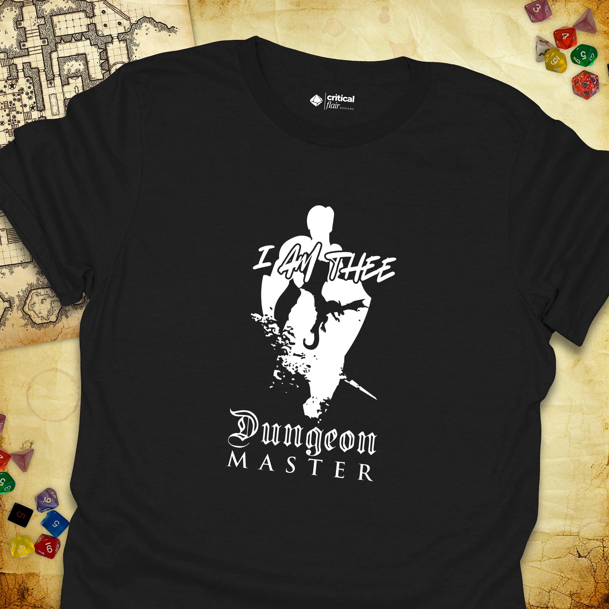 Critical Flair I Am Thee DM - Fighter T-Shirt Black / S - Dungeons and Dragons and tabletop RPG gaming apparel