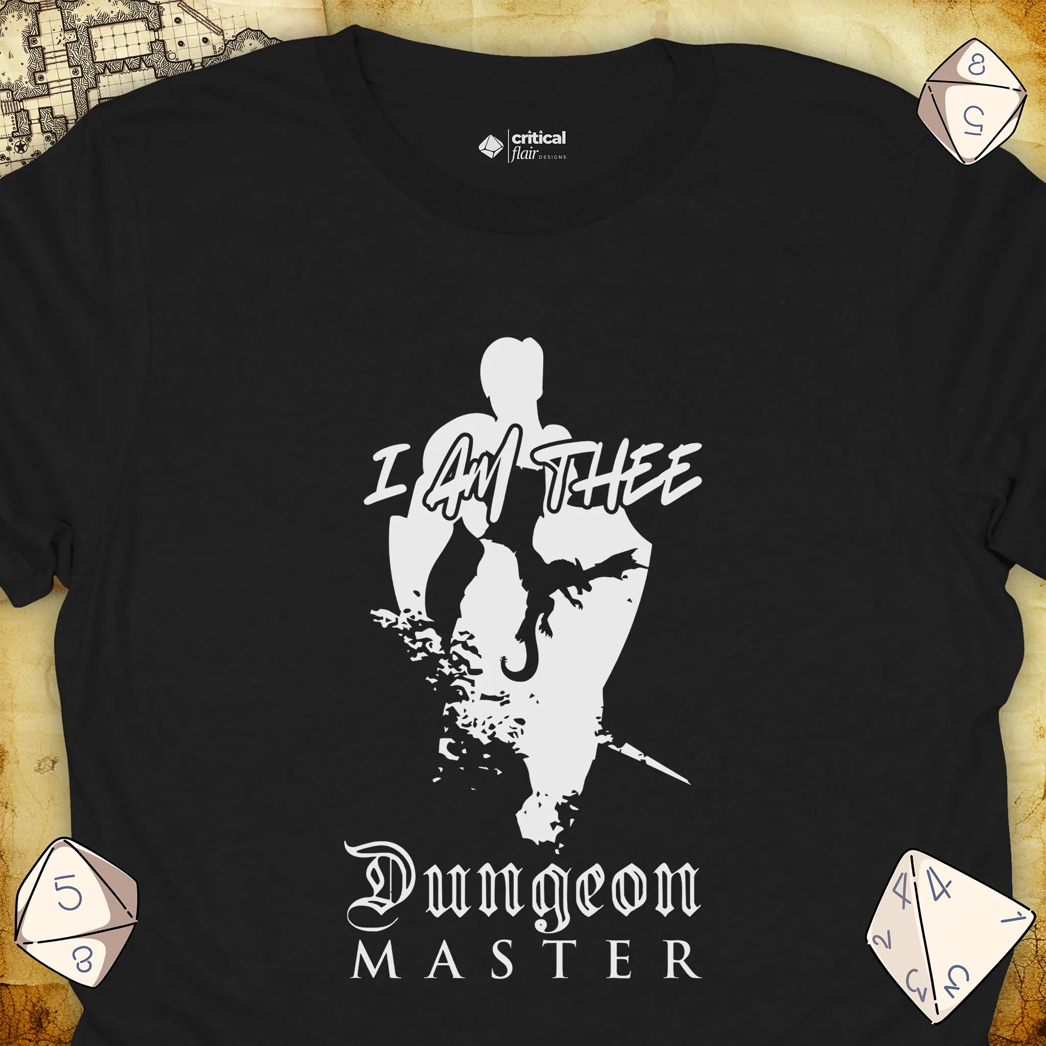 Critical Flair I Am Thee DM - Fighter T-Shirt Black / S - Dungeons and Dragons and tabletop RPG gaming apparel