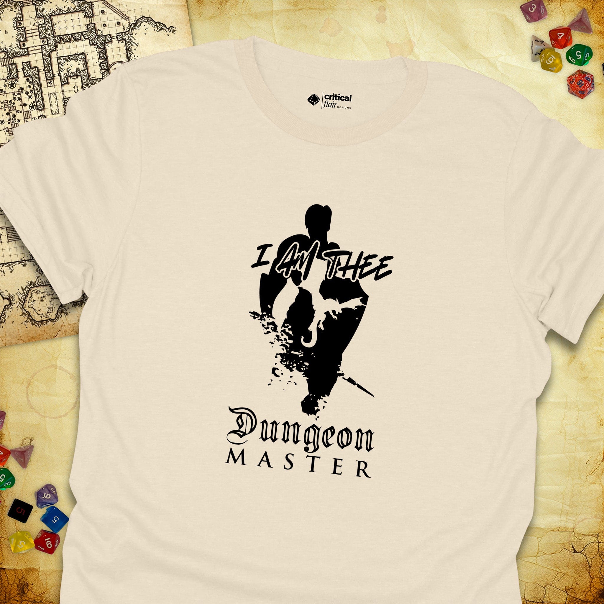 Critical Flair I Am Thee DM - Fighter T-Shirt Natural / S - Dungeons and Dragons and tabletop RPG gaming apparel