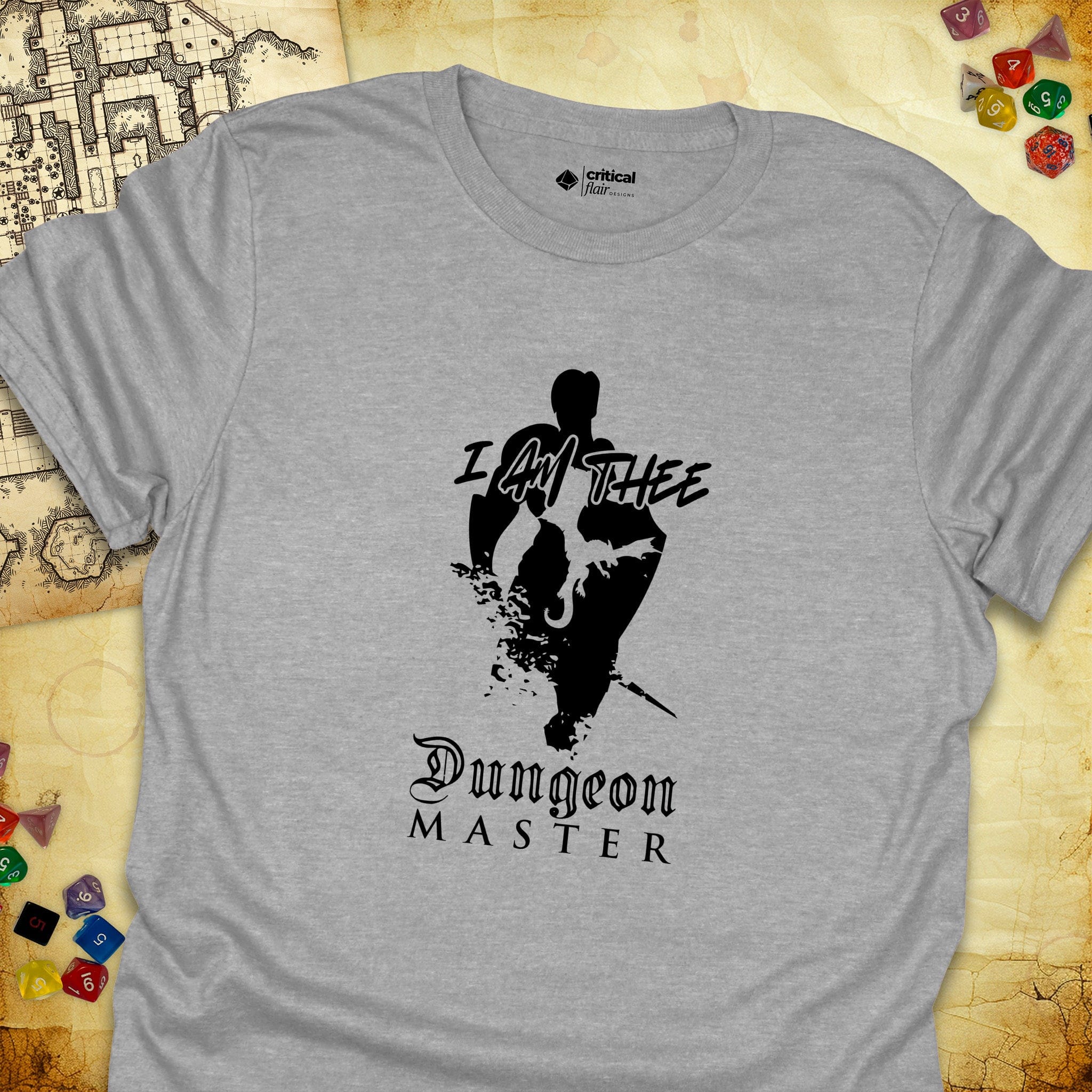 Critical Flair I Am Thee DM - Fighter T-Shirt Sport Grey / S - Dungeons and Dragons and tabletop RPG gaming apparel