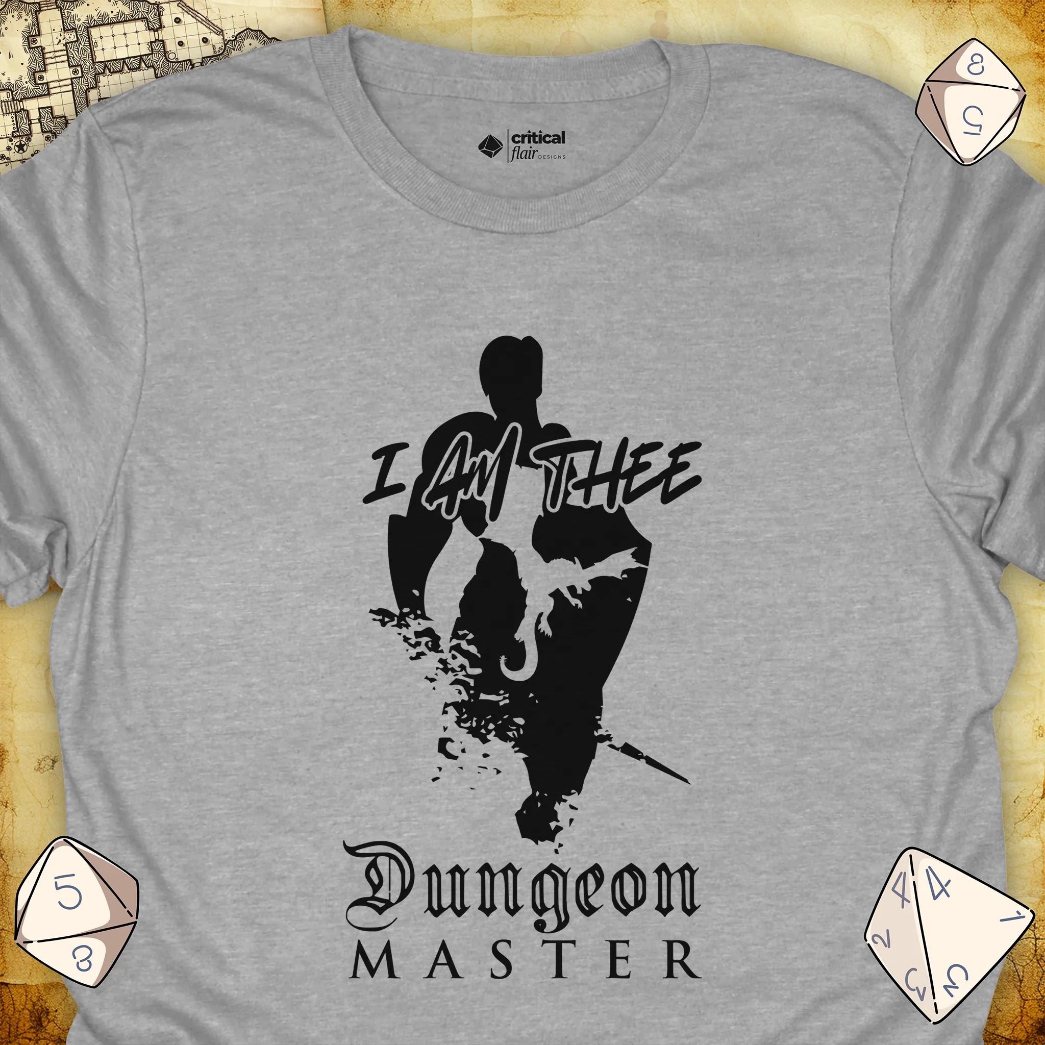 Critical Flair I Am Thee DM - Fighter T-Shirt Sport Grey / S - Dungeons and Dragons and tabletop RPG gaming apparel