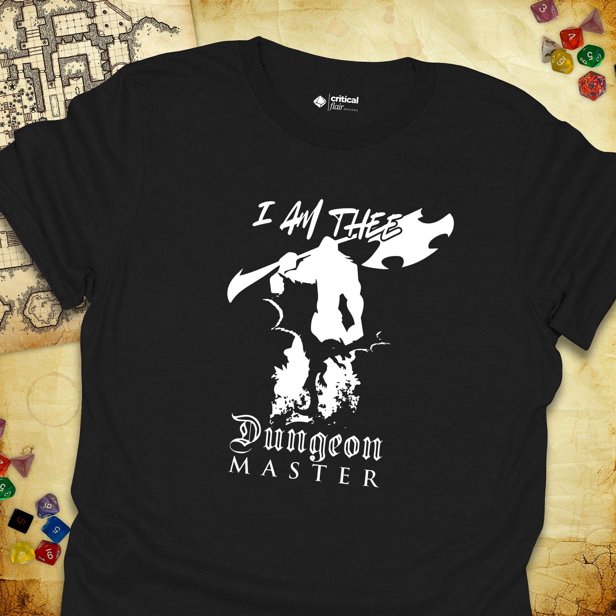 Critical Flair I Am Thee DM - Giant T-Shirt Black / S - Dungeons and Dragons and tabletop RPG gaming apparel