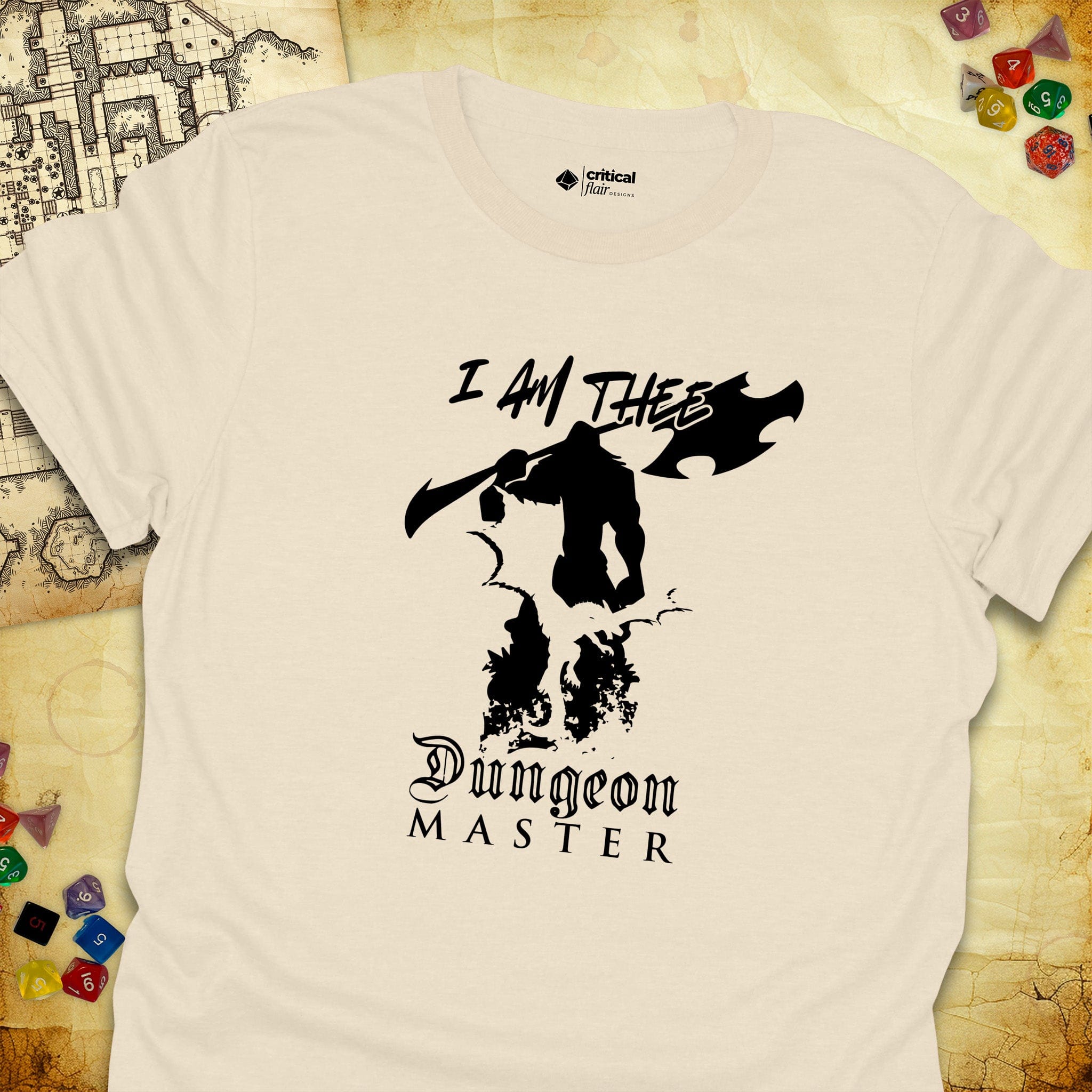 Critical Flair I Am Thee DM - Giant T-Shirt Natural / S - Dungeons and Dragons and tabletop RPG gaming apparel