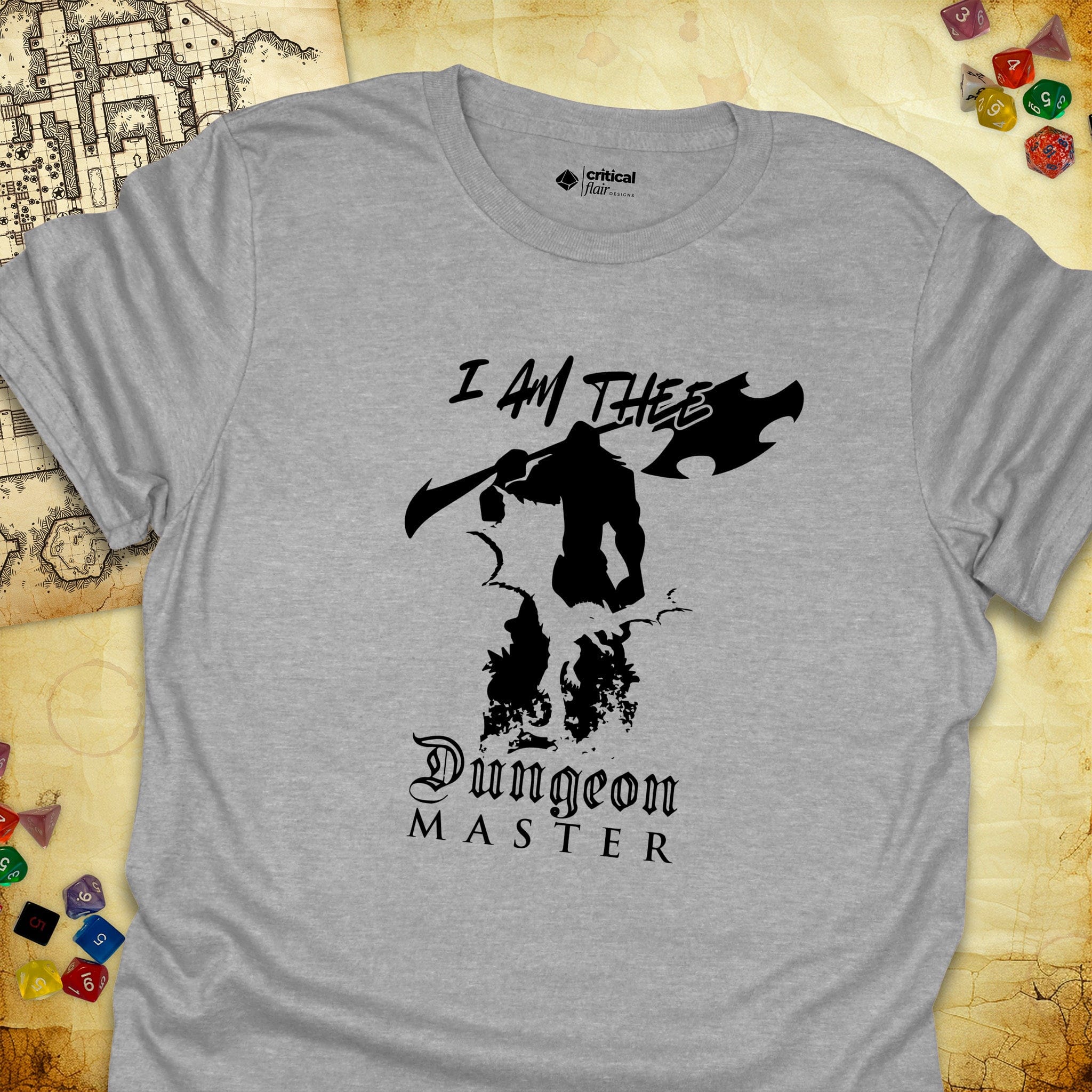 Critical Flair I Am Thee DM - Giant T-Shirt Sport Grey / S - Dungeons and Dragons and tabletop RPG gaming apparel
