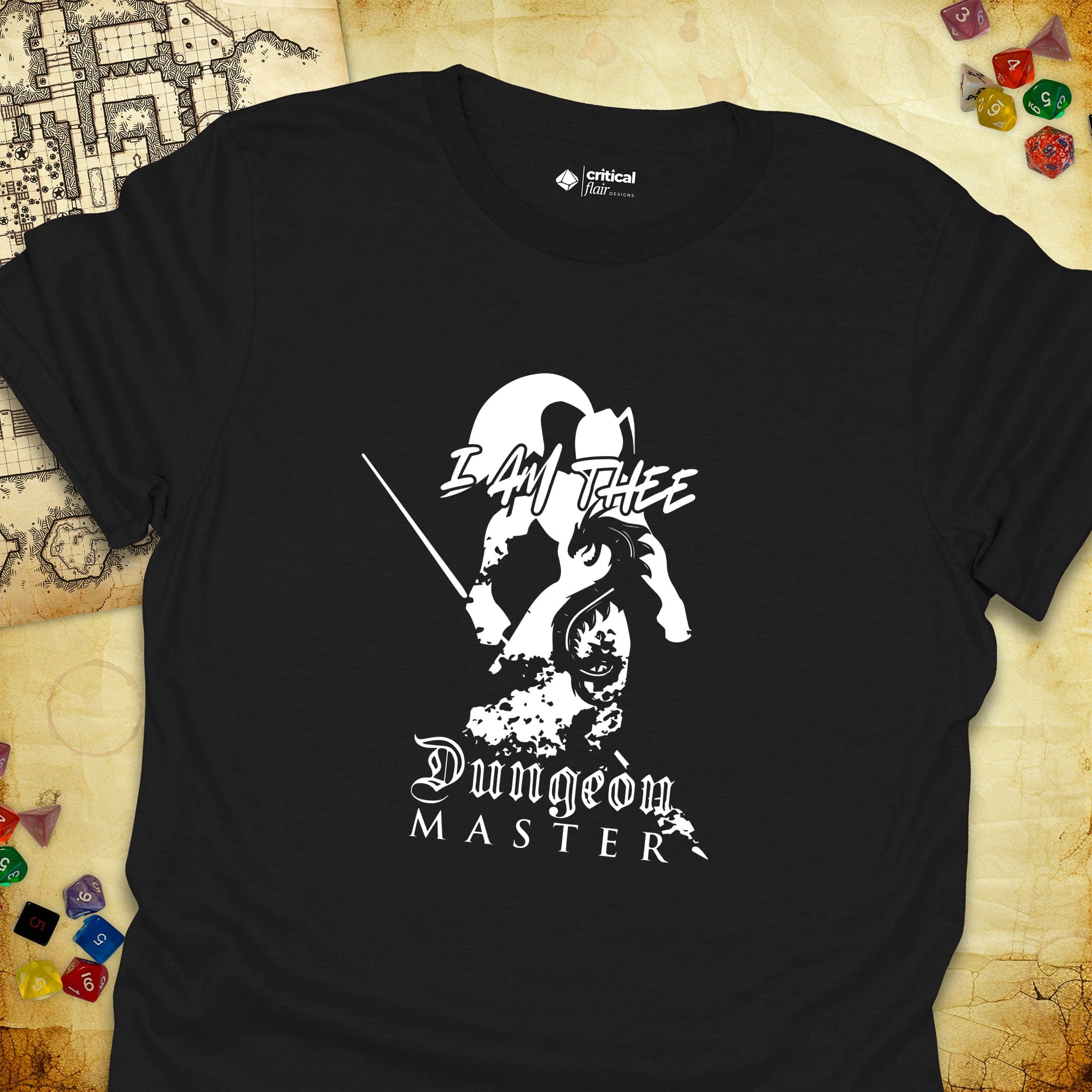 Critical Flair I Am Thee DM - Spearman T-Shirt Black / S - Dungeons and Dragons and tabletop RPG gaming apparel