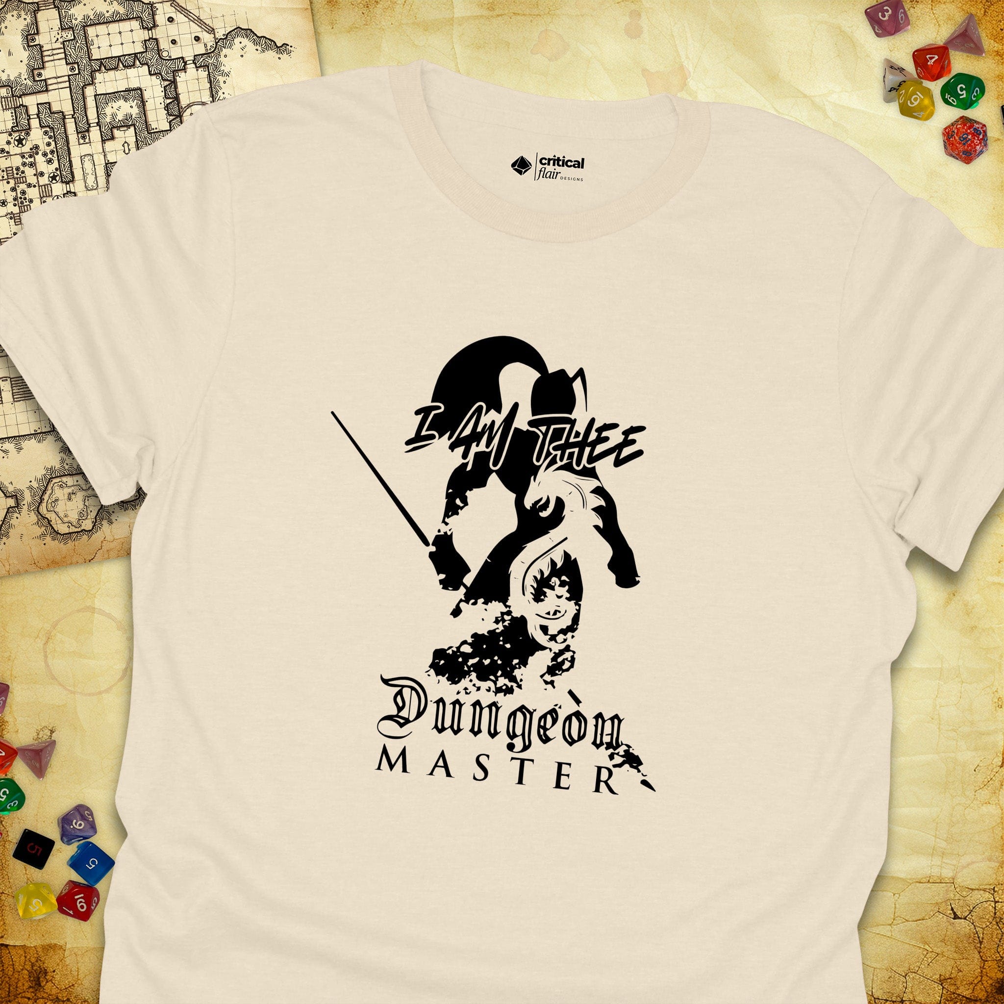 Critical Flair I Am Thee DM - Spearman T-Shirt Natural / S - Dungeons and Dragons and tabletop RPG gaming apparel