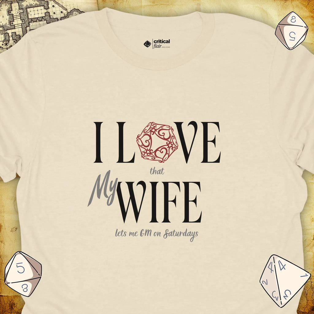 Critical Flair I Love My Wife T-Shirt Natural / S - Dungeons and Dragons and tabletop RPG gaming apparel