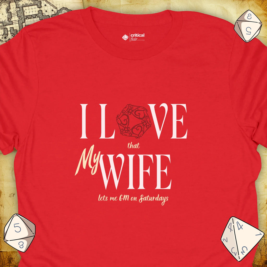 Critical Flair I Love My Wife T-Shirt Red / S - Dungeons and Dragons and tabletop RPG gaming apparel
