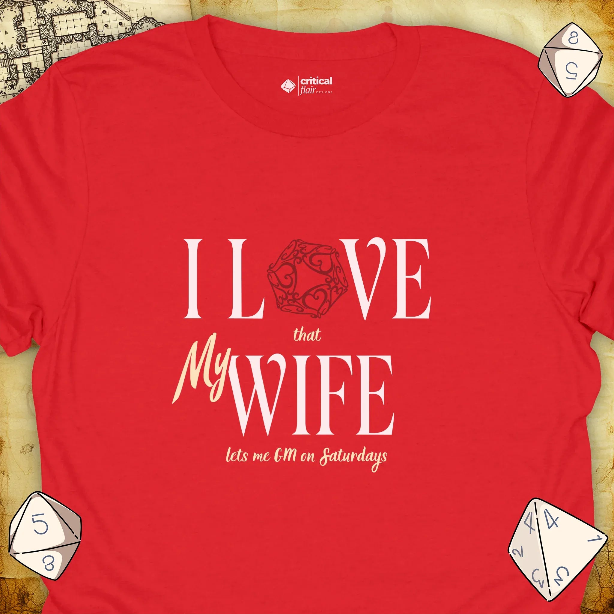 Critical Flair I Love My Wife T-Shirt Red / S - Dungeons and Dragons and tabletop RPG gaming apparel
