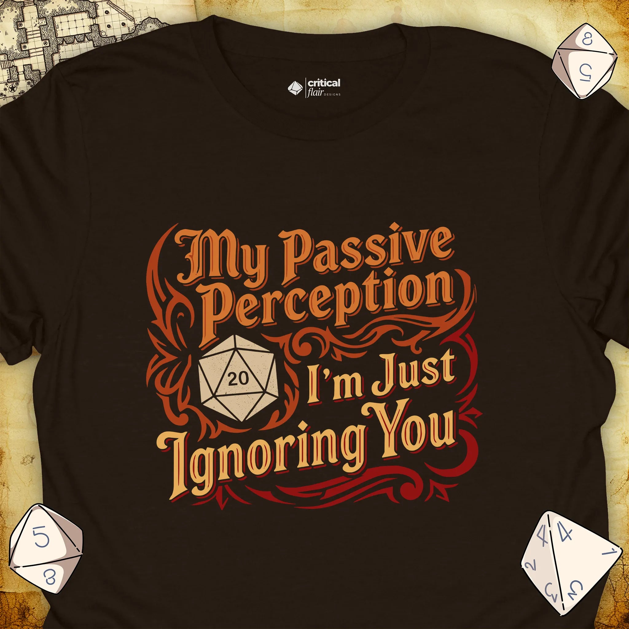 Critical Flair I'm Just Ignoring You T-Shirt Dark Chocolate / S - Dungeons and Dragons and tabletop RPG gaming apparel