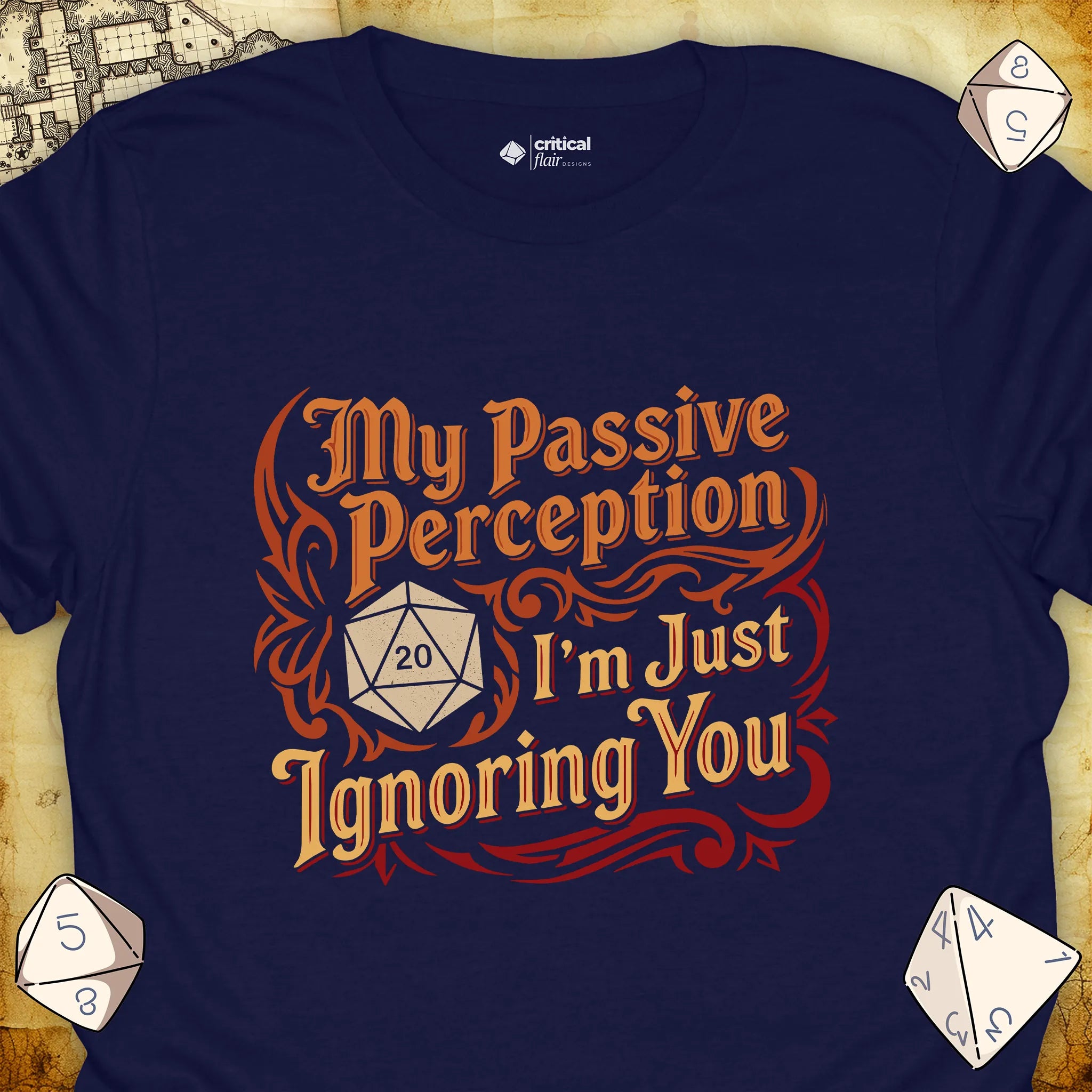 Critical Flair I'm Just Ignoring You T-Shirt Navy / S - Dungeons and Dragons and tabletop RPG gaming apparel