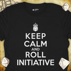 Critical Flair Keep Calm and Roll Initiative T-Shirt Black / S - Dungeons and Dragons and tabletop RPG gaming apparel