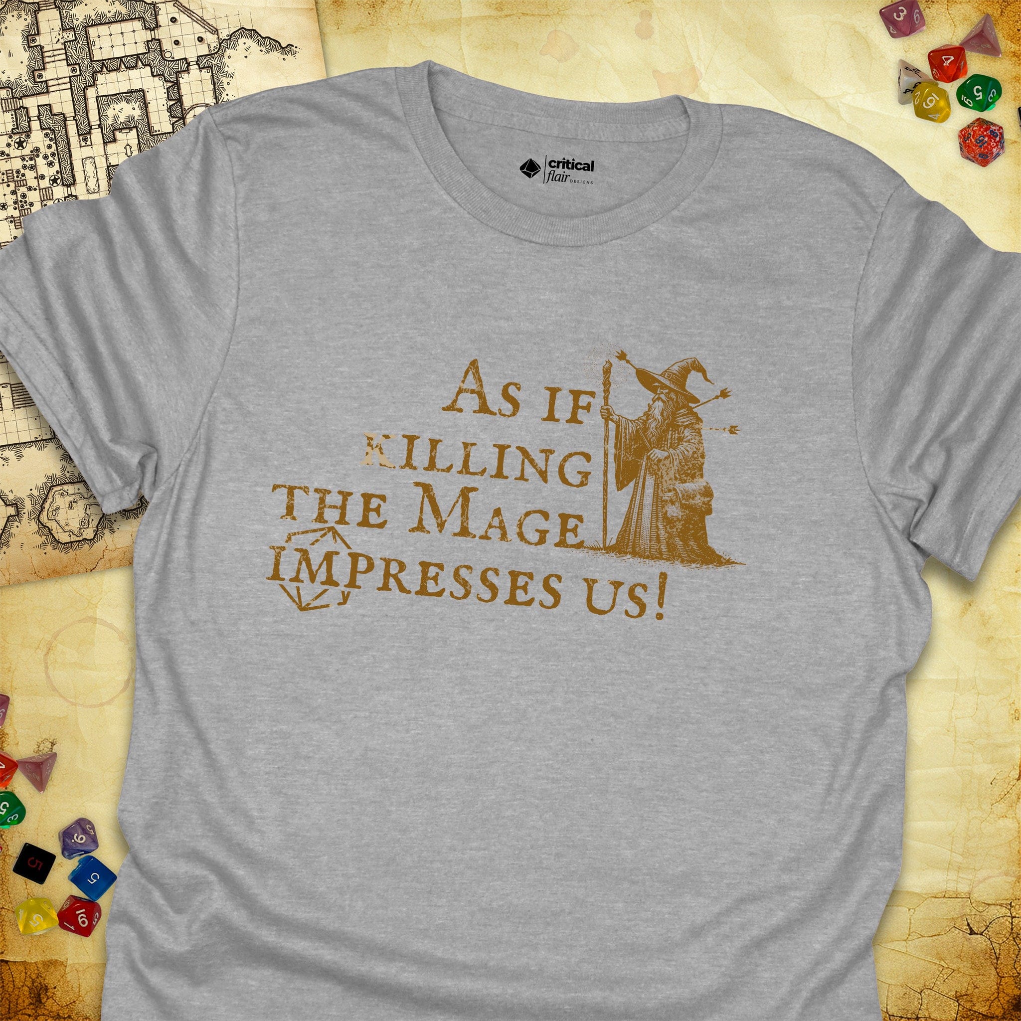 Critical Flair Killing the Mage T-Shirt Sport Grey / S - Dungeons and Dragons and tabletop RPG gaming apparel