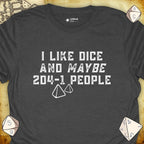 Critical Flair Like Dice and Maybe 2D4-1 People T-Shirt Dark Heather / S - Dungeons and Dragons and tabletop RPG gaming apparel