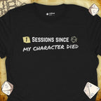 Critical Flair ...My Character Died T-Shirt Black / S - Dungeons and Dragons and tabletop RPG gaming apparel