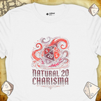 Critical Flair Natural 20 Charisma T-Shirt White / S - Dungeons and Dragons and tabletop RPG gaming apparel