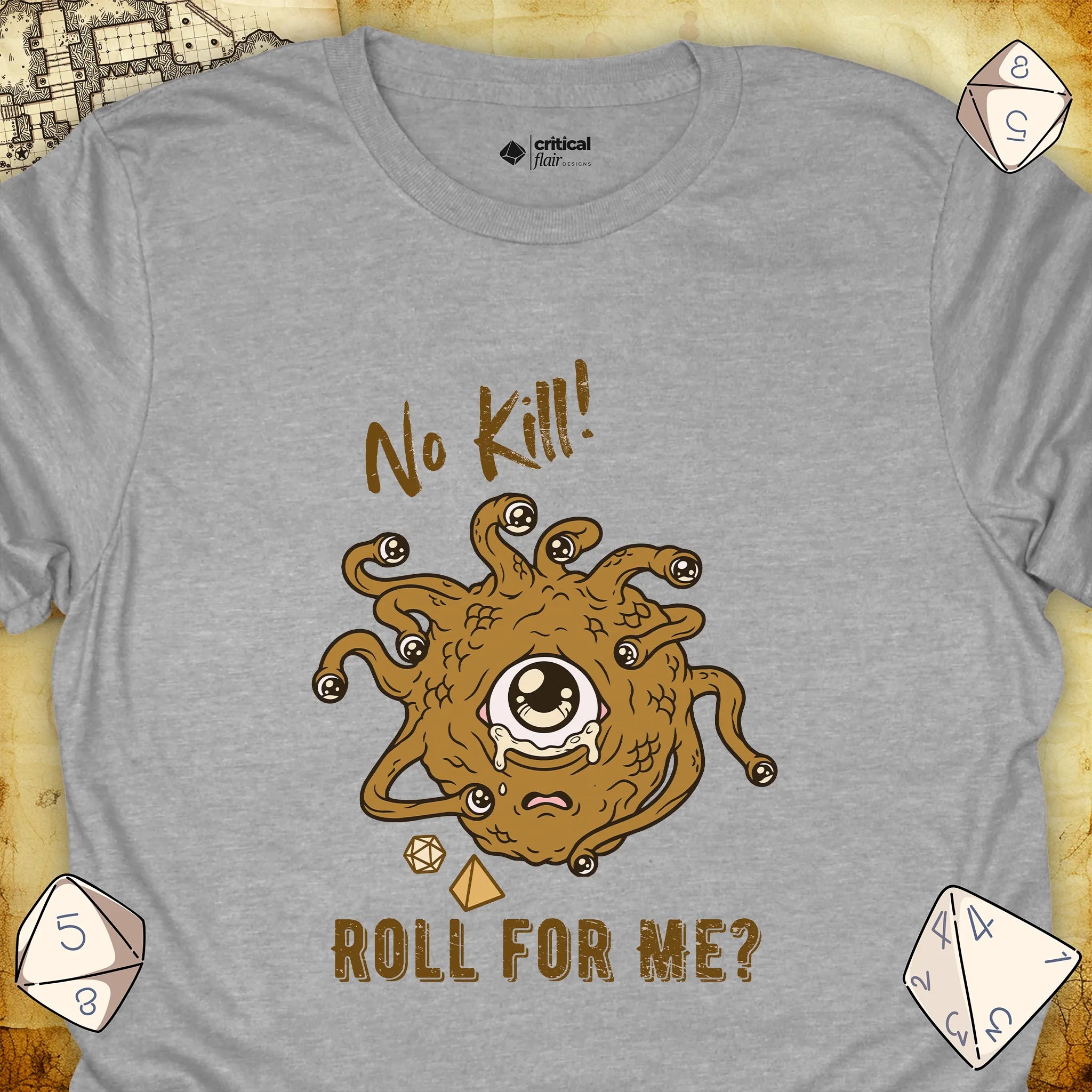 Critical Flair No Kill! (Eye Tyrant) T-Shirt Sport Grey / S - Dungeons and Dragons and tabletop RPG gaming apparel