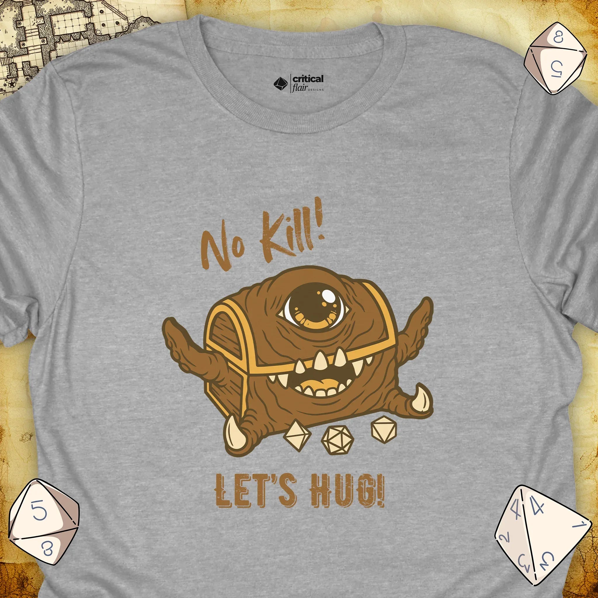 Critical Flair No Kill! (Mimic) T-Shirt Sport Grey / S - Dungeons and Dragons and tabletop RPG gaming apparel