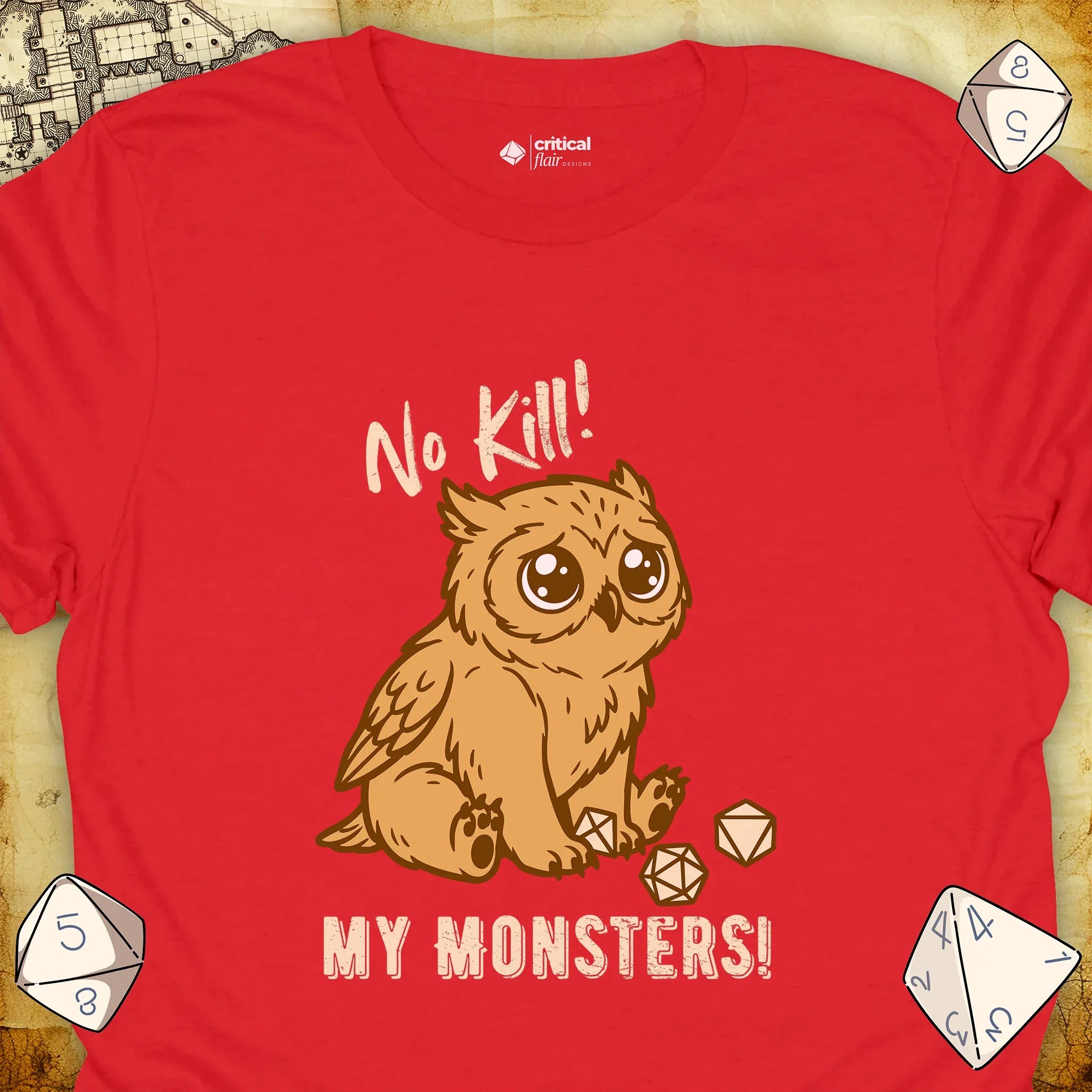 Critical Flair No Kill My Monsters! T-Shirt Red / S - Dungeons and Dragons and tabletop RPG gaming apparel