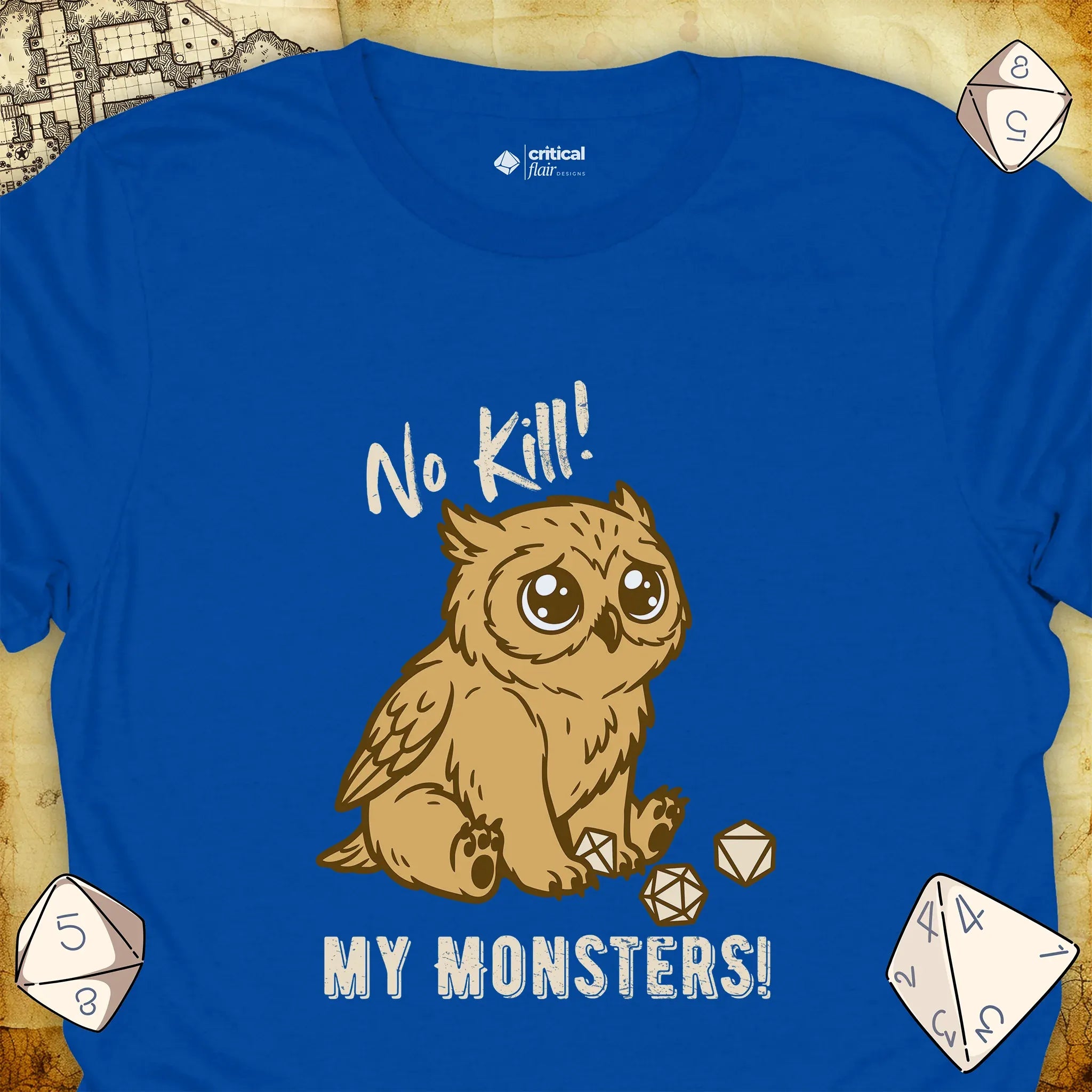 Critical Flair No Kill My Monsters! T-Shirt Royal / S - Dungeons and Dragons and tabletop RPG gaming apparel
