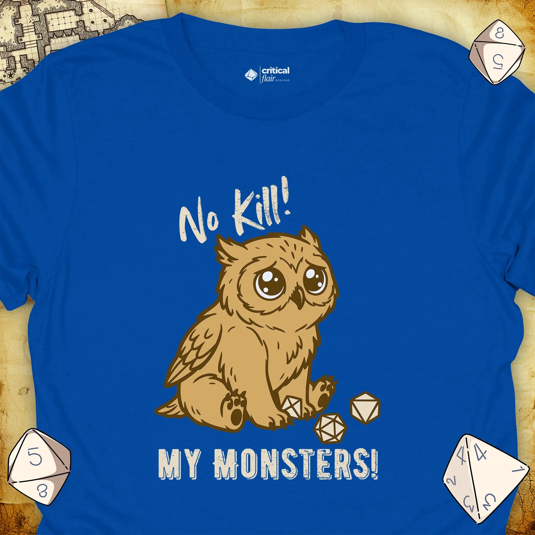 Critical Flair No Kill My Monsters! T-Shirt Royal / S - Dungeons and Dragons and tabletop RPG gaming apparel