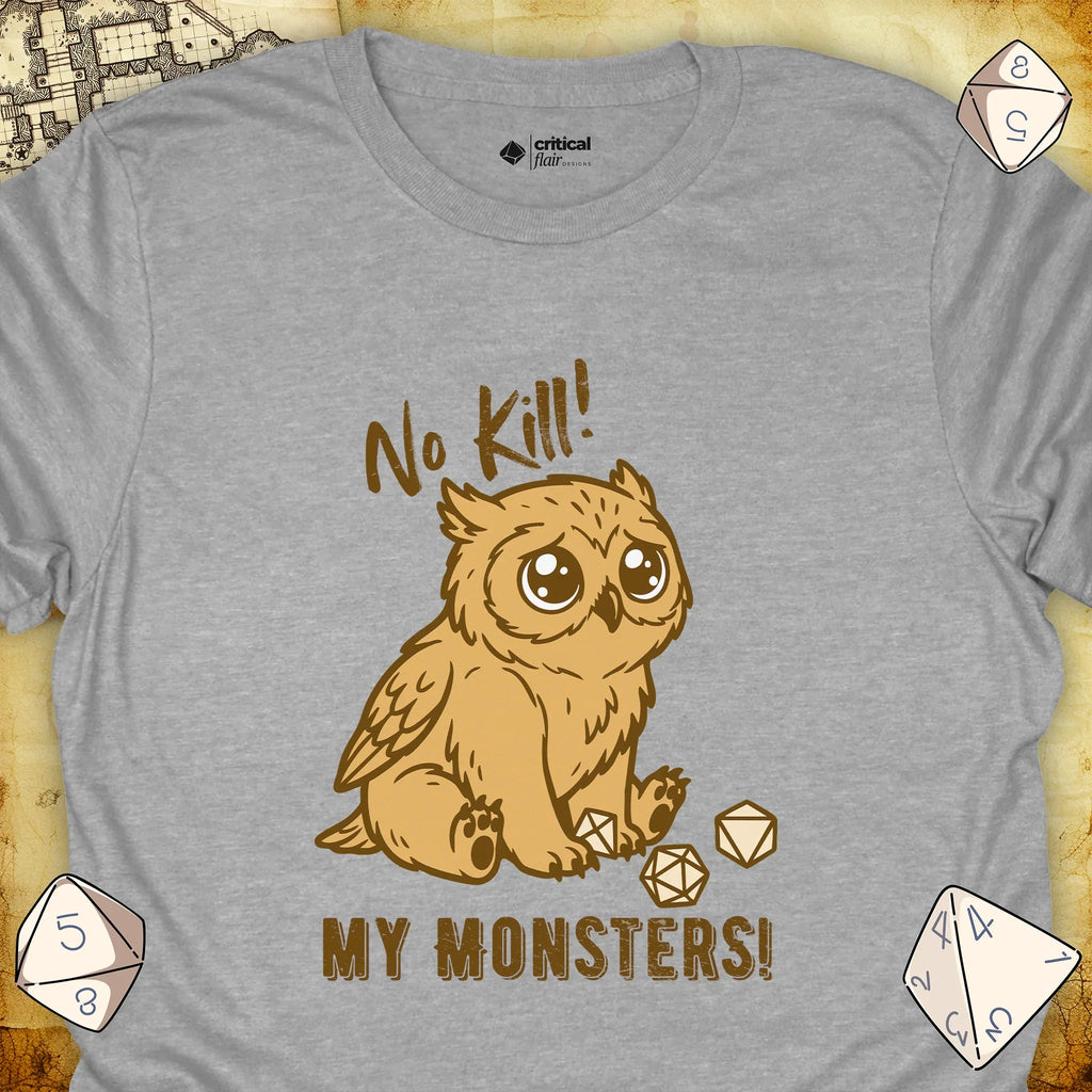 Critical Flair No Kill My Monsters! T-Shirt Sport Grey / S - Dungeons and Dragons and tabletop RPG gaming apparel
