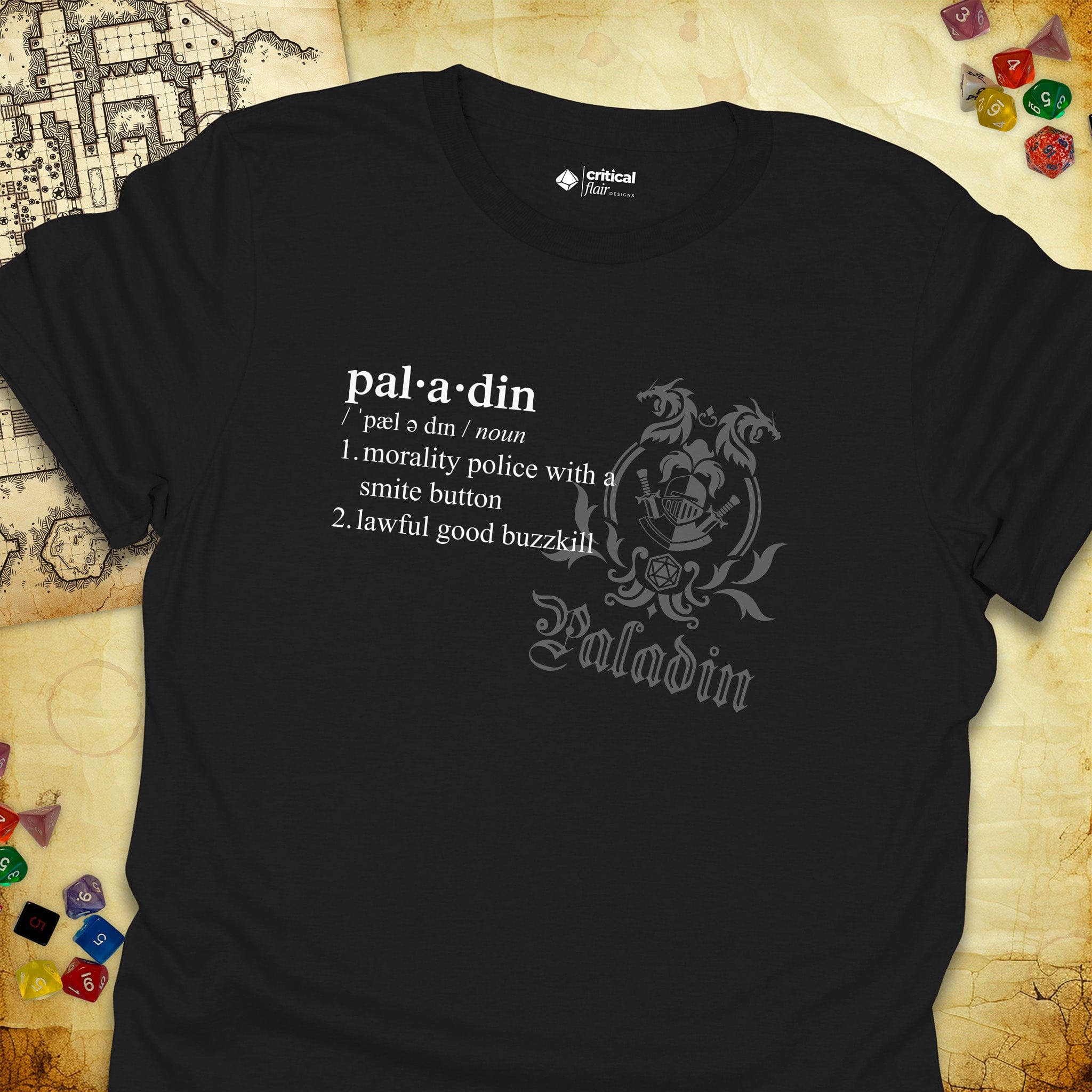 Critical Flair Paladin Definition T-Shirt Black / S - Dungeons and Dragons and tabletop RPG gaming apparel