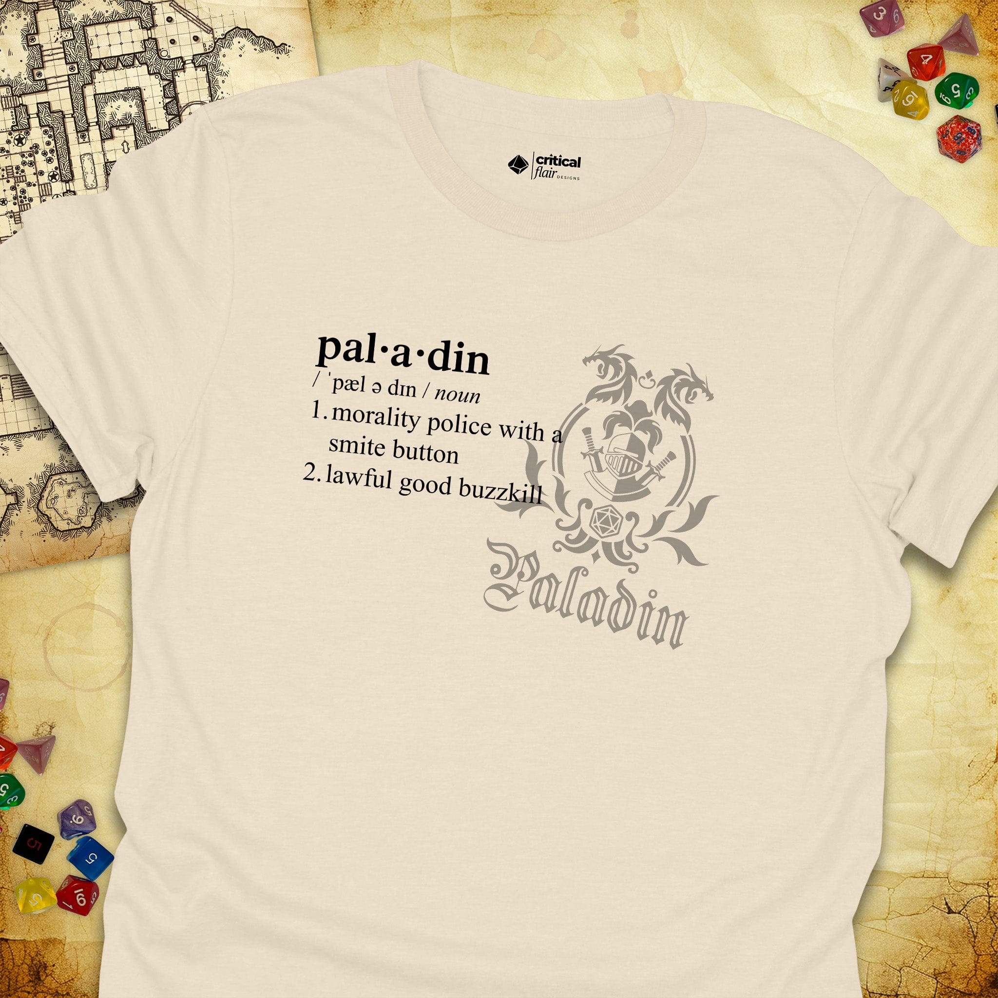 Critical Flair Paladin Definition T-Shirt Natural / S - Dungeons and Dragons and tabletop RPG gaming apparel