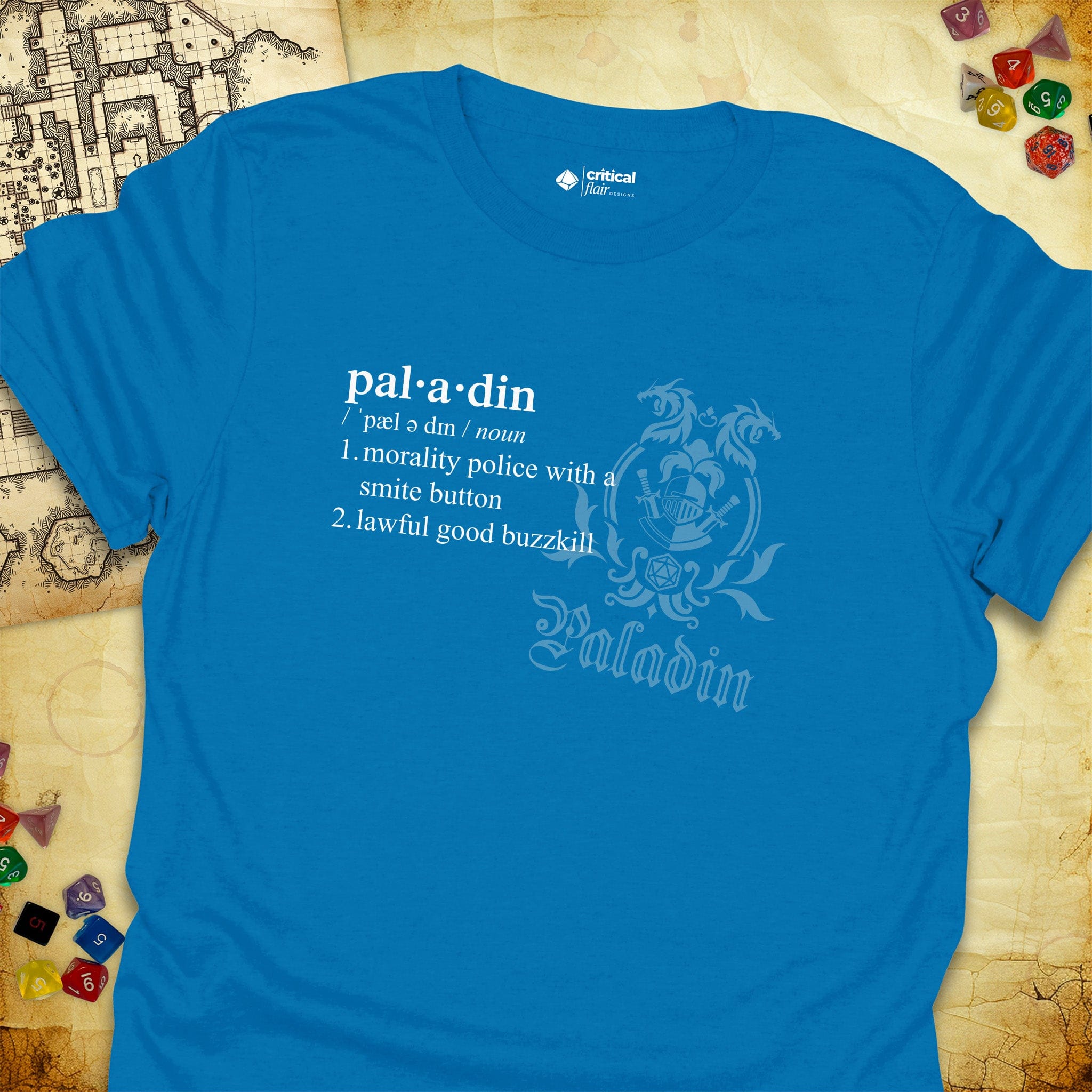 Critical Flair Paladin Definition T-Shirt Sapphire / S - Dungeons and Dragons and tabletop RPG gaming apparel