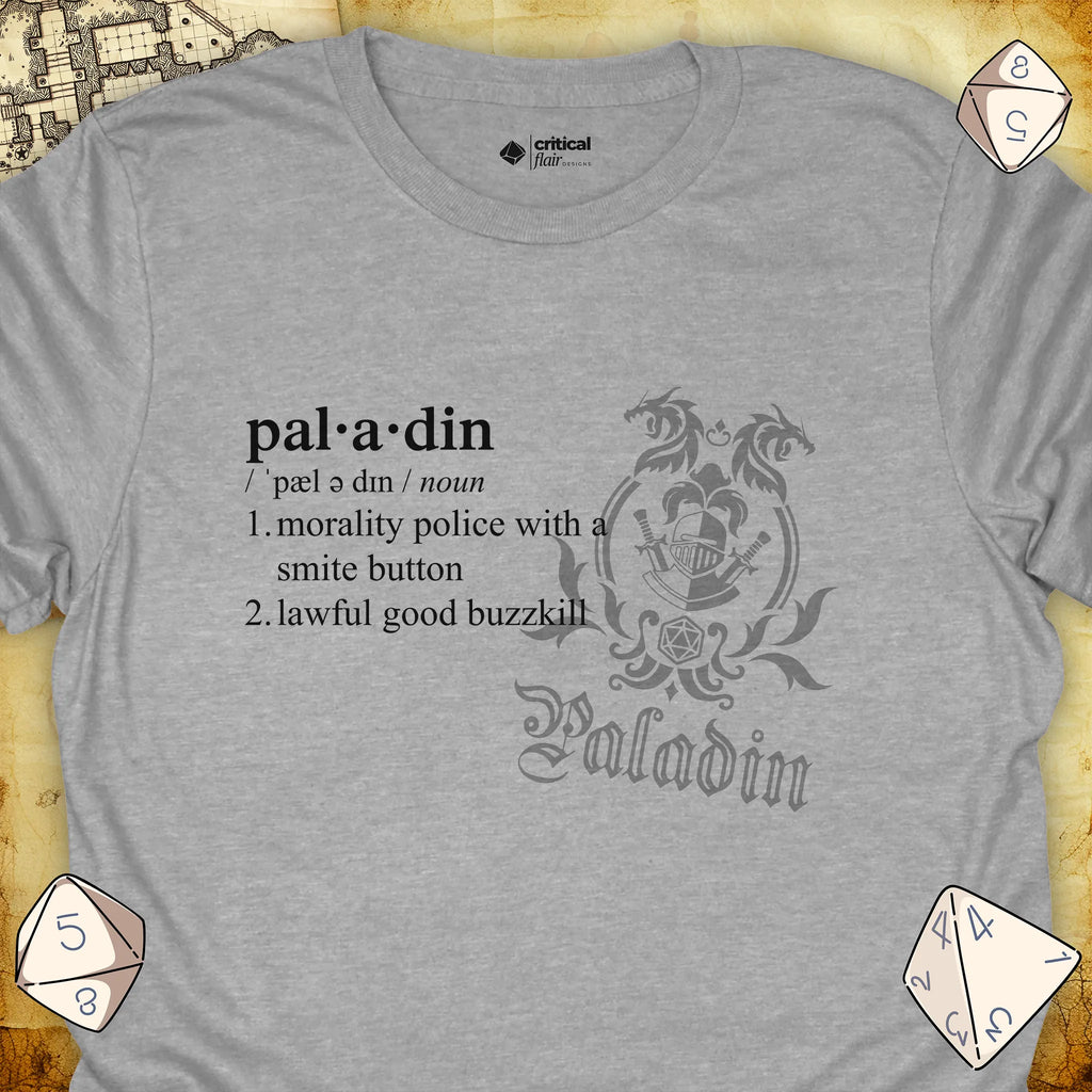 Critical Flair Paladin Definition T-Shirt Sport Grey / S - Dungeons and Dragons and tabletop RPG gaming apparel