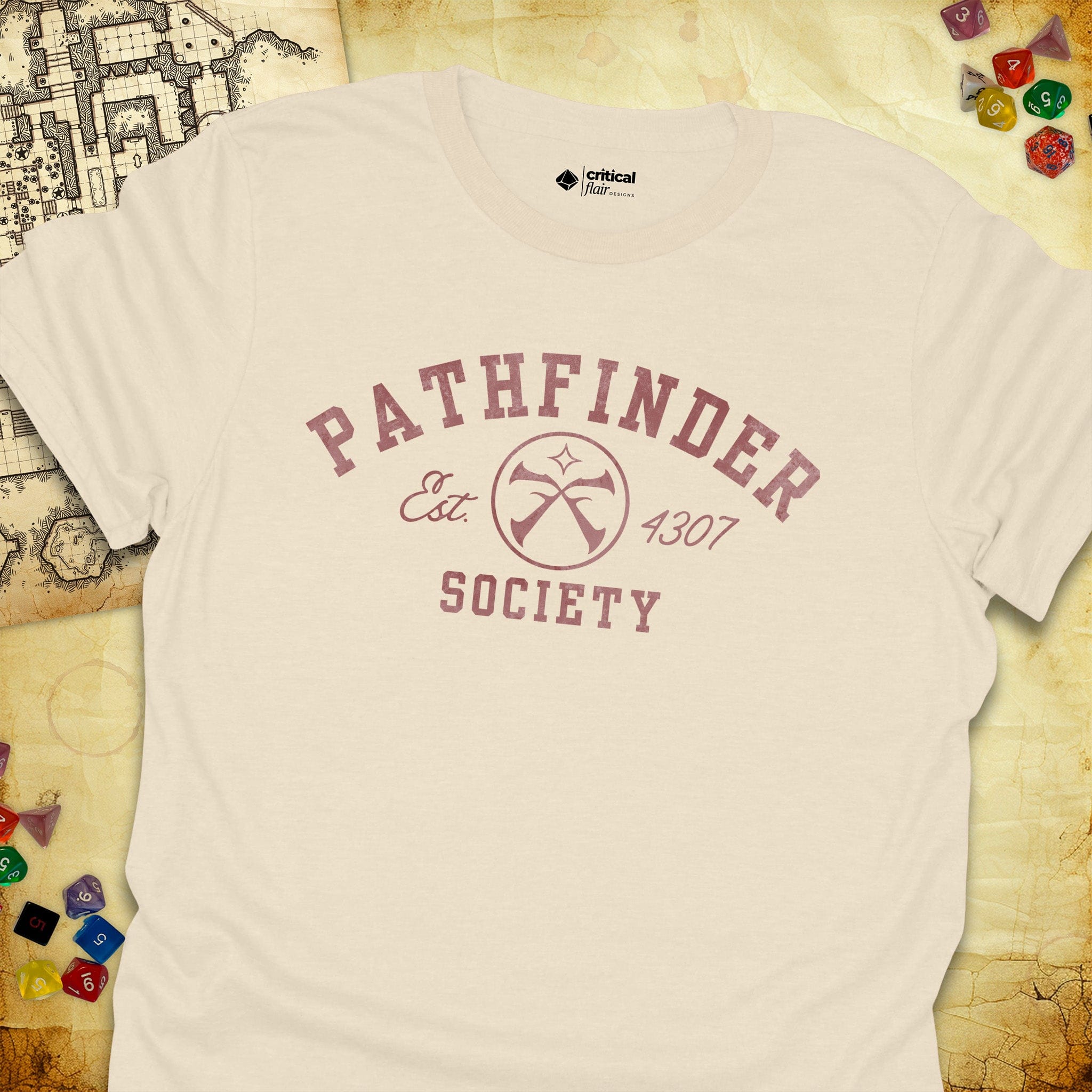 Critical Flair Pathfinder Society v1 T-Shirt Natural / S - Dungeons and Dragons and tabletop RPG gaming apparel